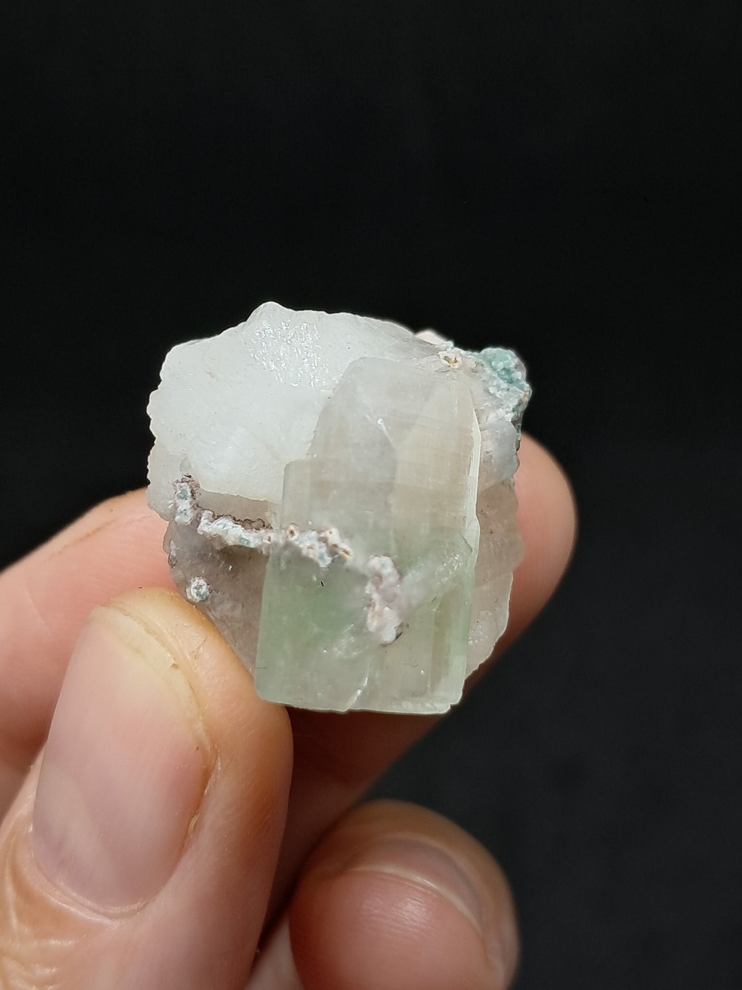 Green Apophyllite with Stilbite (Fluorapophyllite) (Ajanta) Natural Crystal | Mineral Specimen #GA38