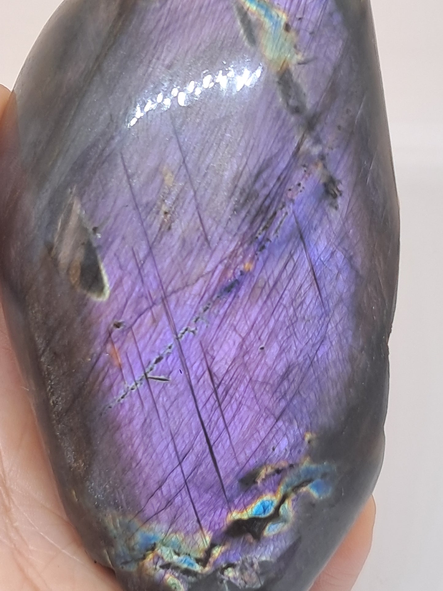 Labradorite |Natural Crystal | Half Polished Half Rough Stone | Purple Red Flash | Good Iridiscence #LB1