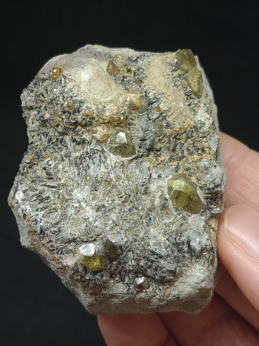Green Garnet w/ Aegirine (Acmite) on Matrix (Mexico) Andradite Garnet Cluster |Rough Crystal Stone | Mineral Specimen #GR32