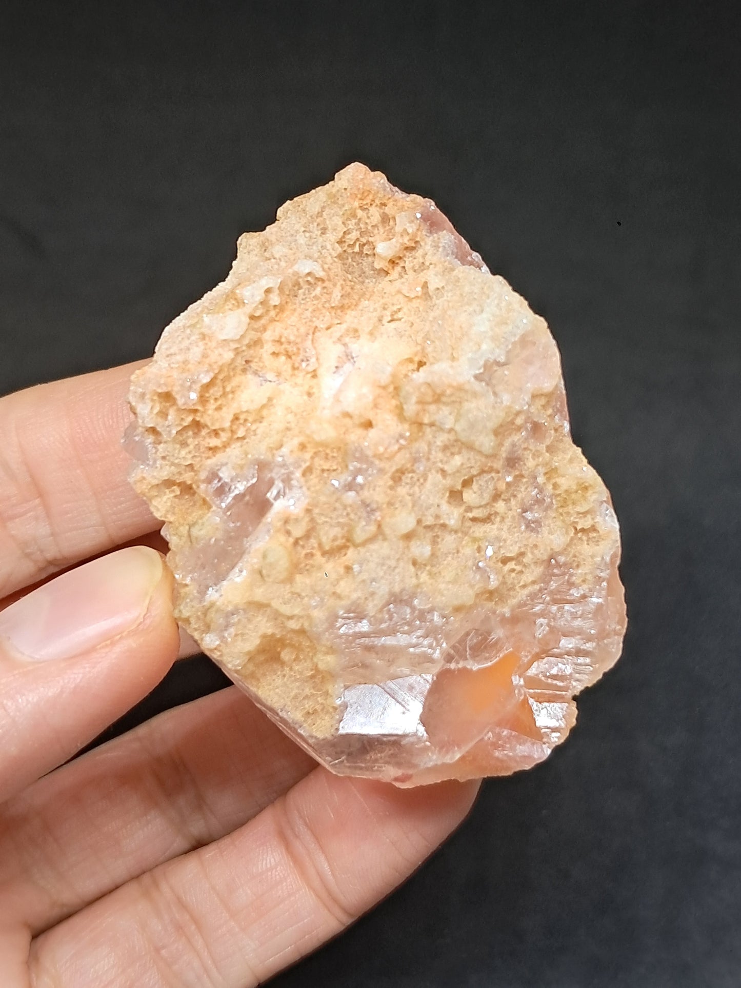 Calcita rojiza/rosa con mesolita *Hallazgo raro* (Pithampur) Cristal natural | Piedra en bruto | Muestra de mineral #CA30