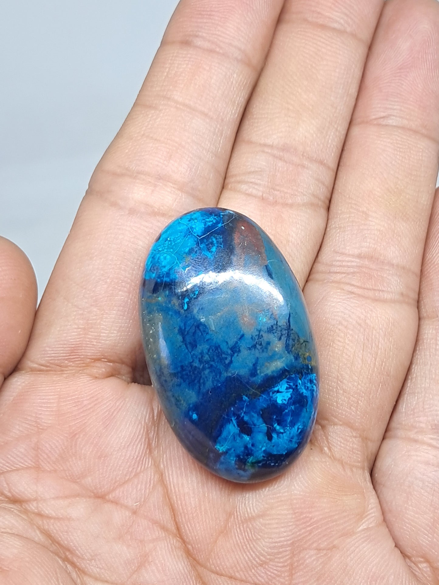 Chrysocolla w/ Azurite and Shattuckite Palmstone | Polished Natural Stone | Good Quality CM9