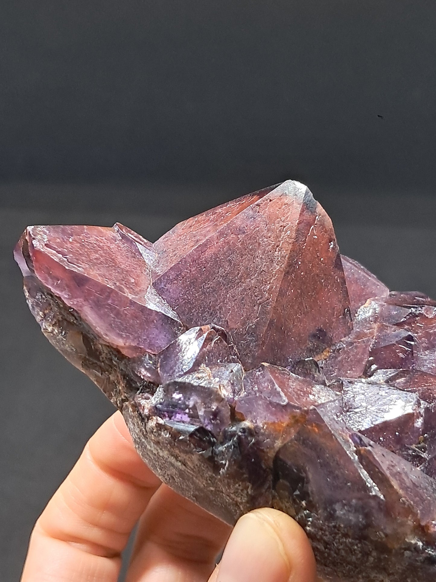 Amethyst Cluster w/ Hematite Inclusions & Record Keepers (Madhya Pradesh) | Mineral Specimen | Natural Stone #AM9
