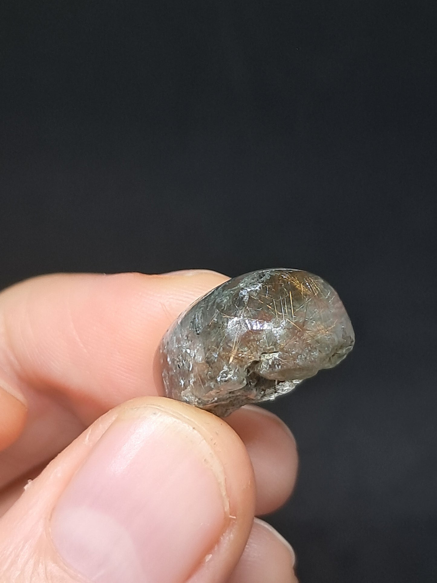 Chlorite Quartz w/ Golden Rutile (Kullu) Half Rough Half Polished | Natural Stone | Cabochon #CH52