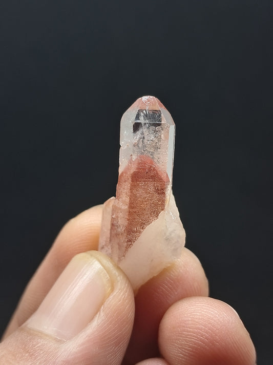 Cuarzo fantasma hematita (Telangana) | Cristal natural | Ejemplar mineral n.° HPQ45