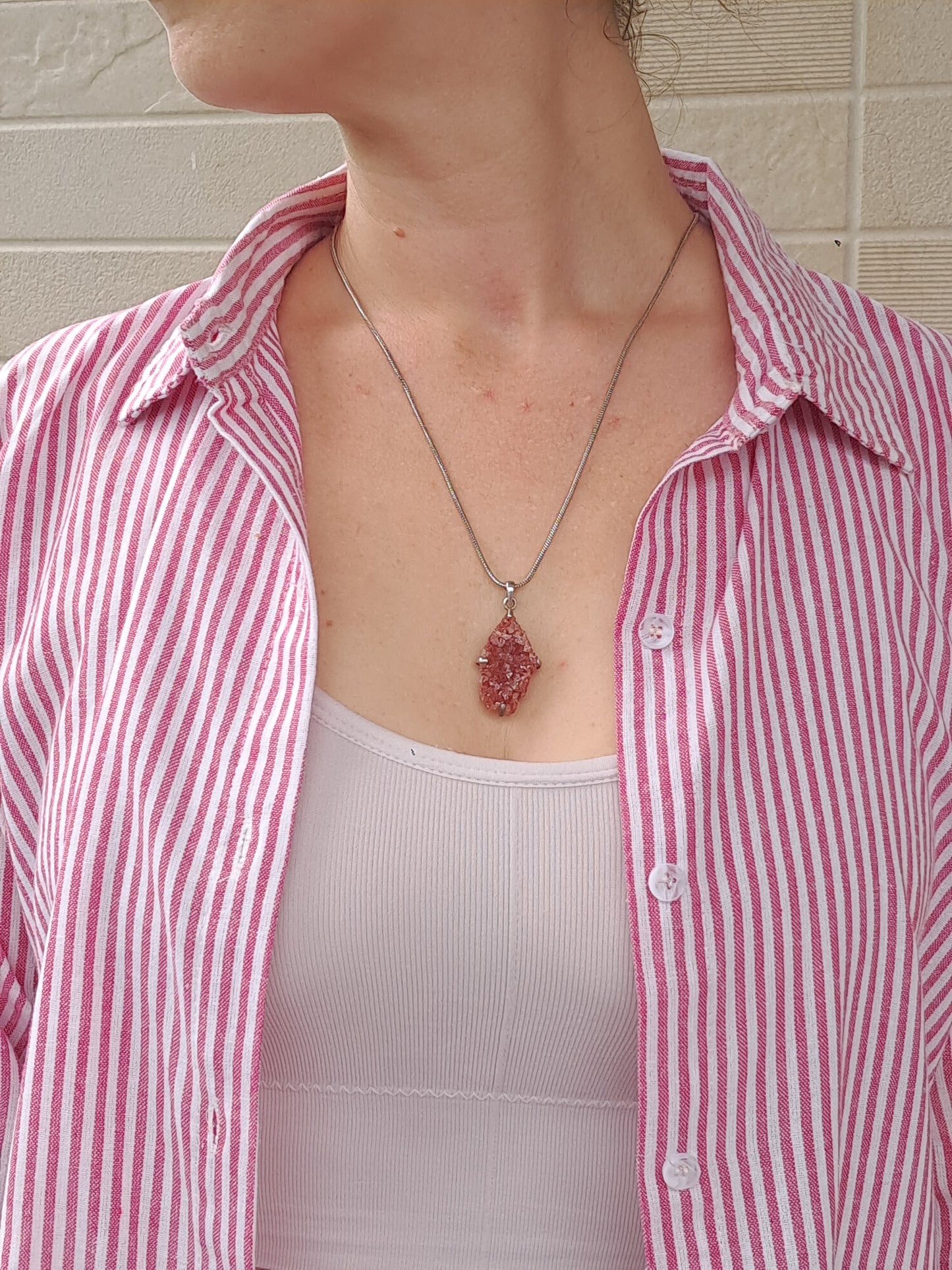 Druzzy *Rare* Pink Apophyllite Silver Pendant | Handcrafted Jewelry #JL42