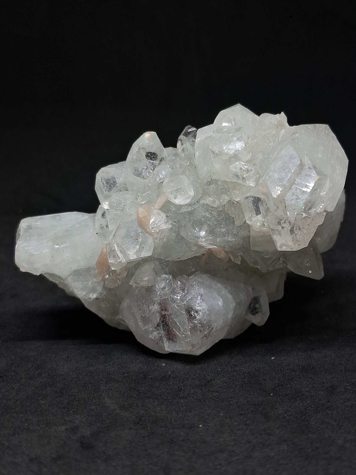 Clear Apophyllite w/ Stilbite  (Ajanta) Natural Crystal Cluster | Mineral Specimen #AP21eb