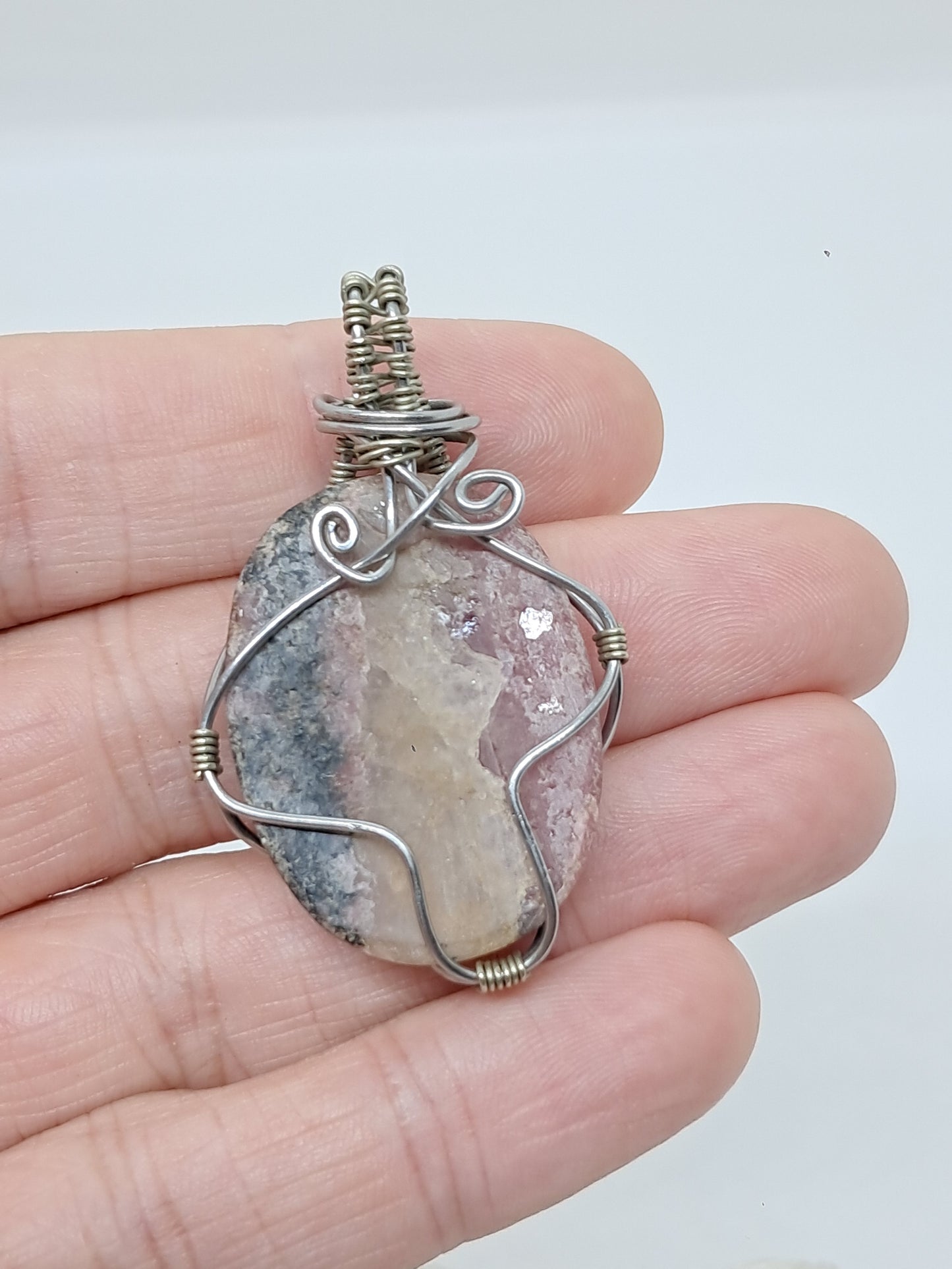 Rhodonite w/ Garnet Beads | Handmade Pendant | Handcrafted Jewelry | Necklace #JL41