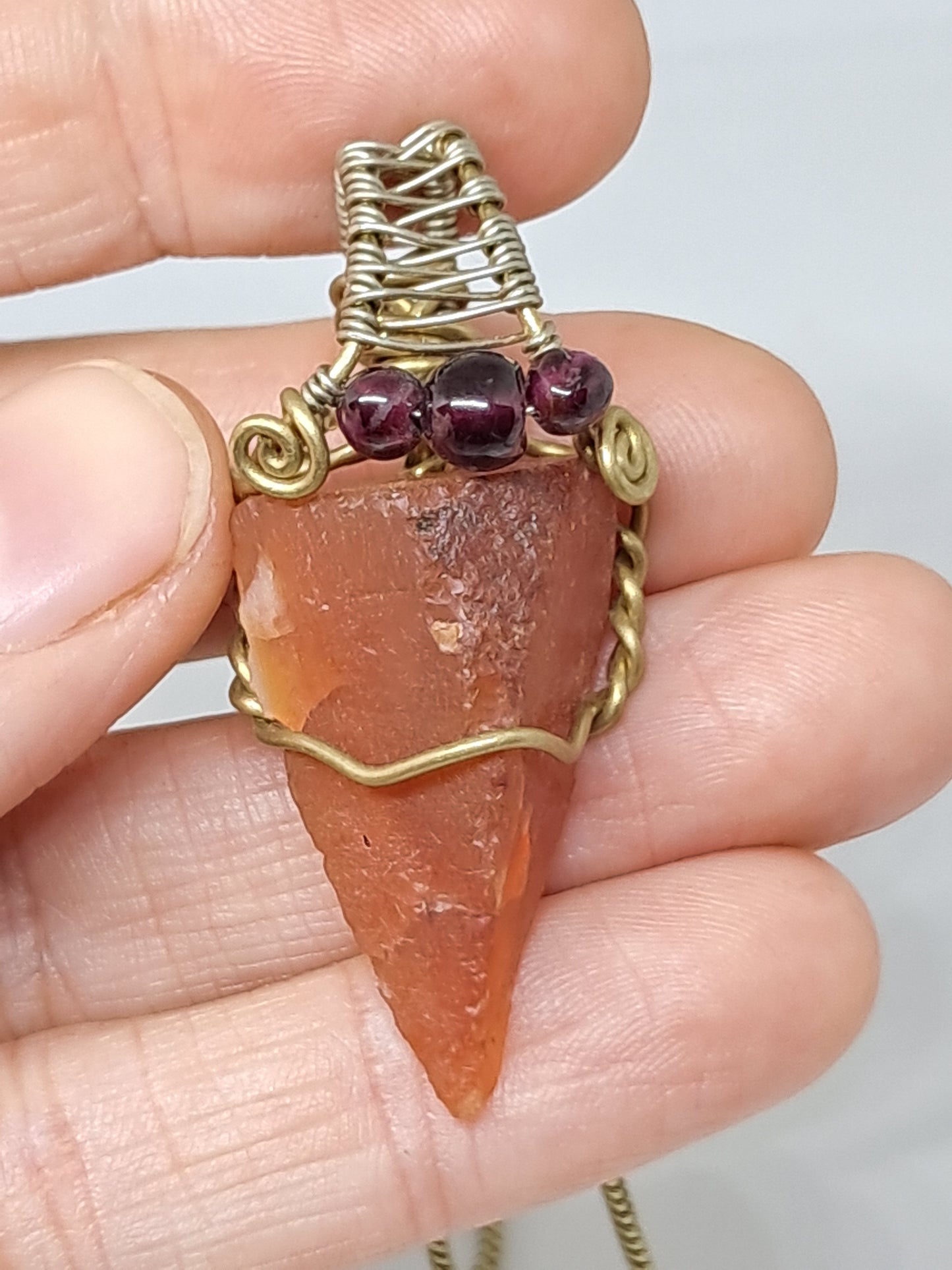 Carnelian w/ Garnet Beads | Handmade Pendant | Handcrafted Jewelry | Necklace | Unisex #JL35