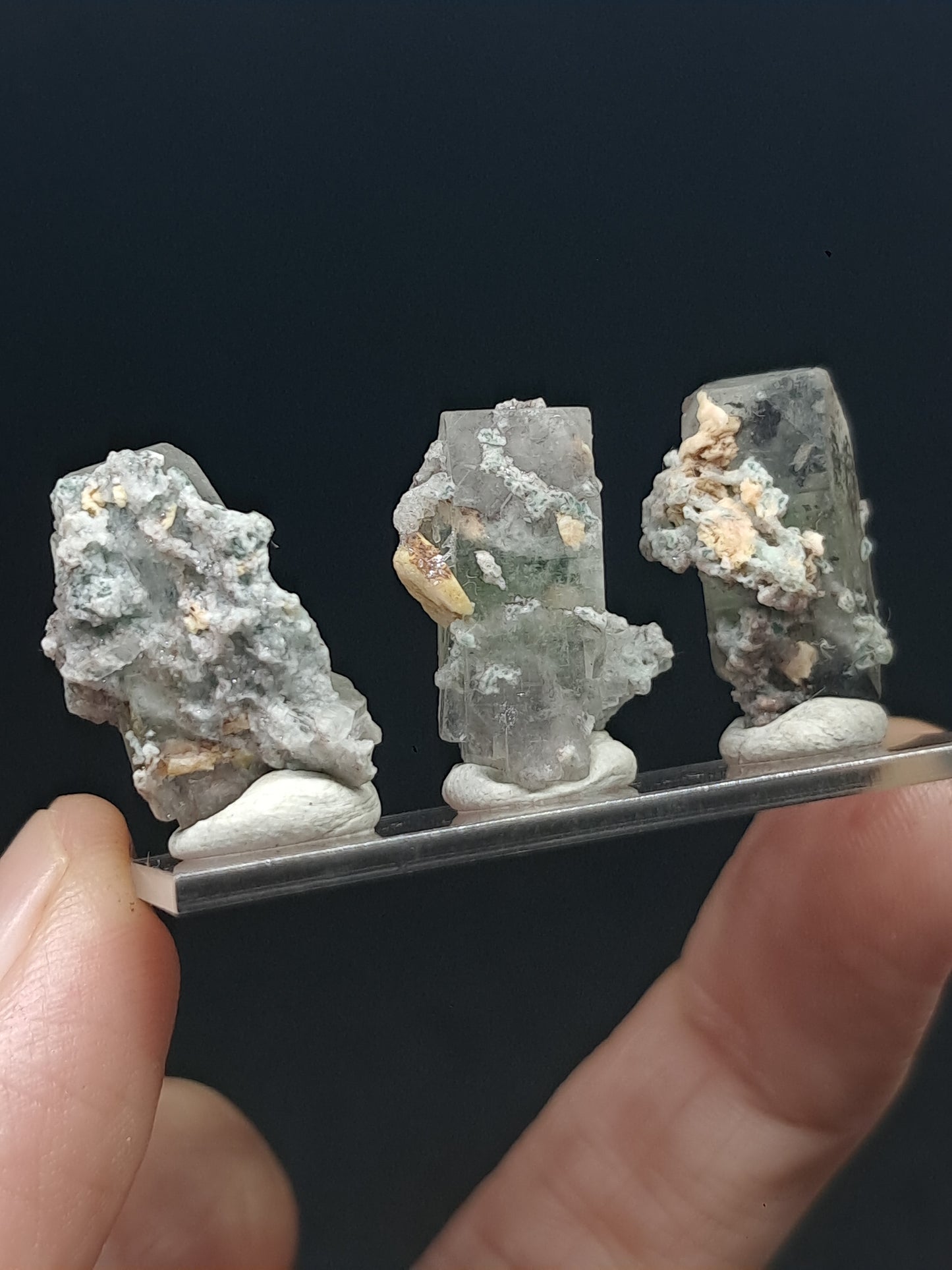 Set of 3 Small Green Apophyllites (Fluorapophyllites) (Ajanta) Rough Natural Crystals | Mineral Specimens #GA55