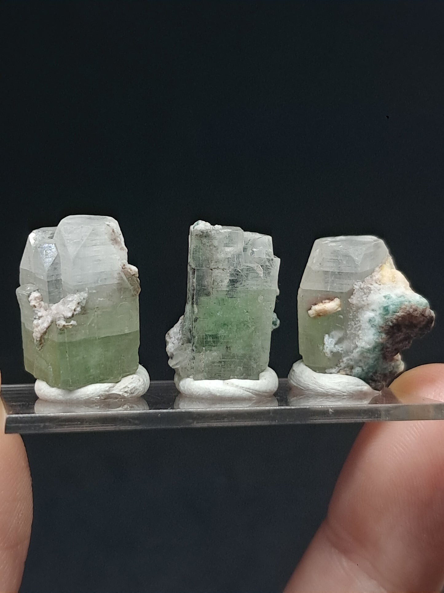 Set of 3 Small Green Apophyllites (Fluorapophyllites) (Ajanta) Rough Natural Crystals | Mineral Specimens #GA46