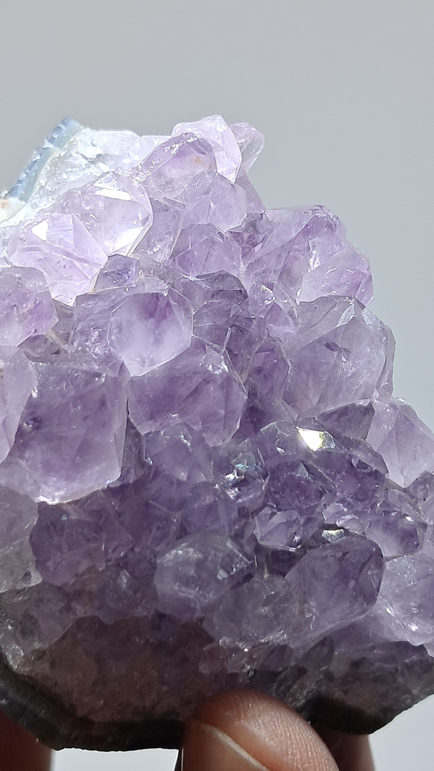 Amethyst Cluster On Banded Agate (Brazil) | Natural Crystal | Mineral Specimen #AMB14