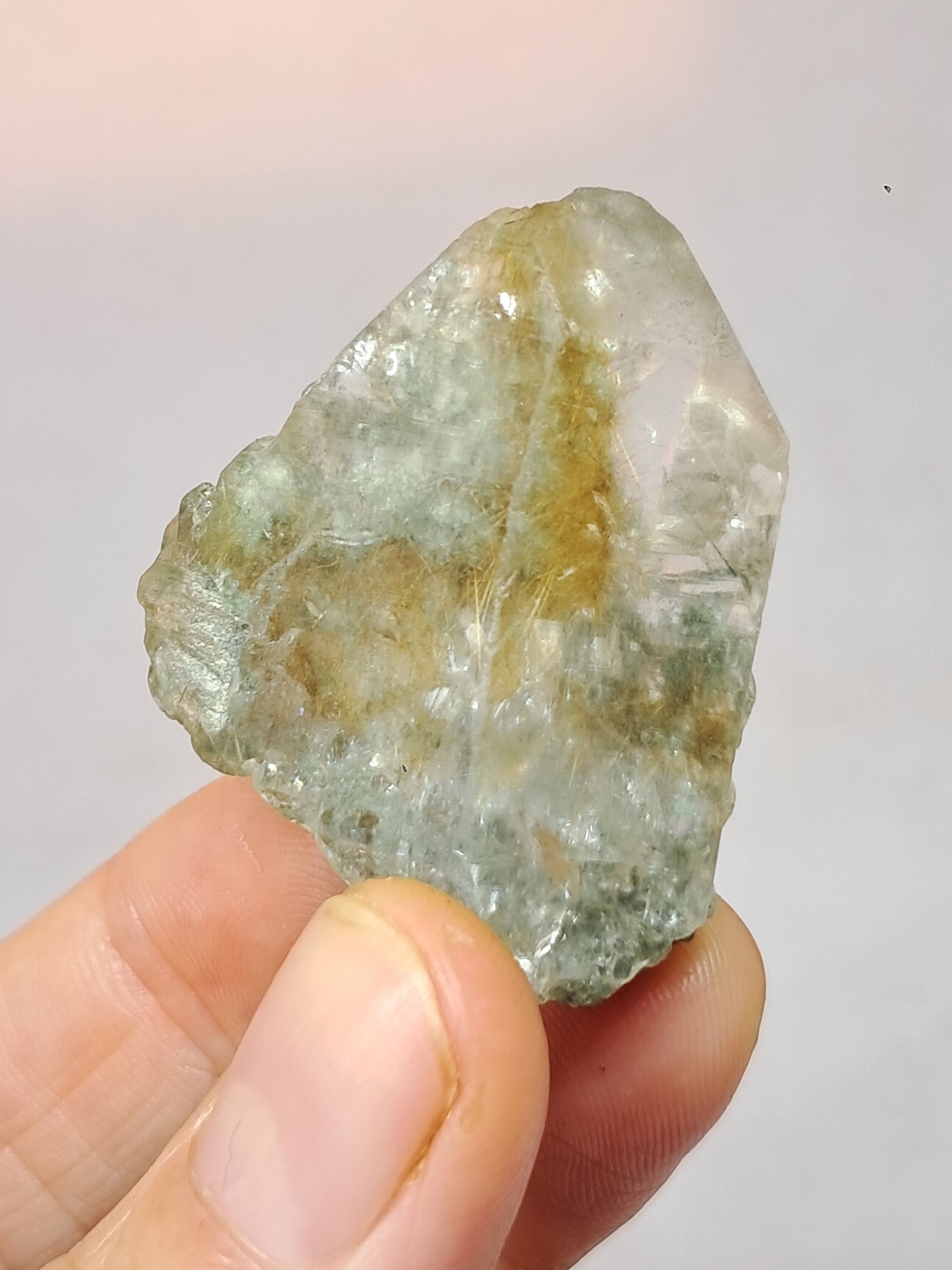 Quartz w/ Chlorite and Golden Rutile Inclusions (Kullu) Rough Stone | Natural Crystal | Mineral Specimen #CH41