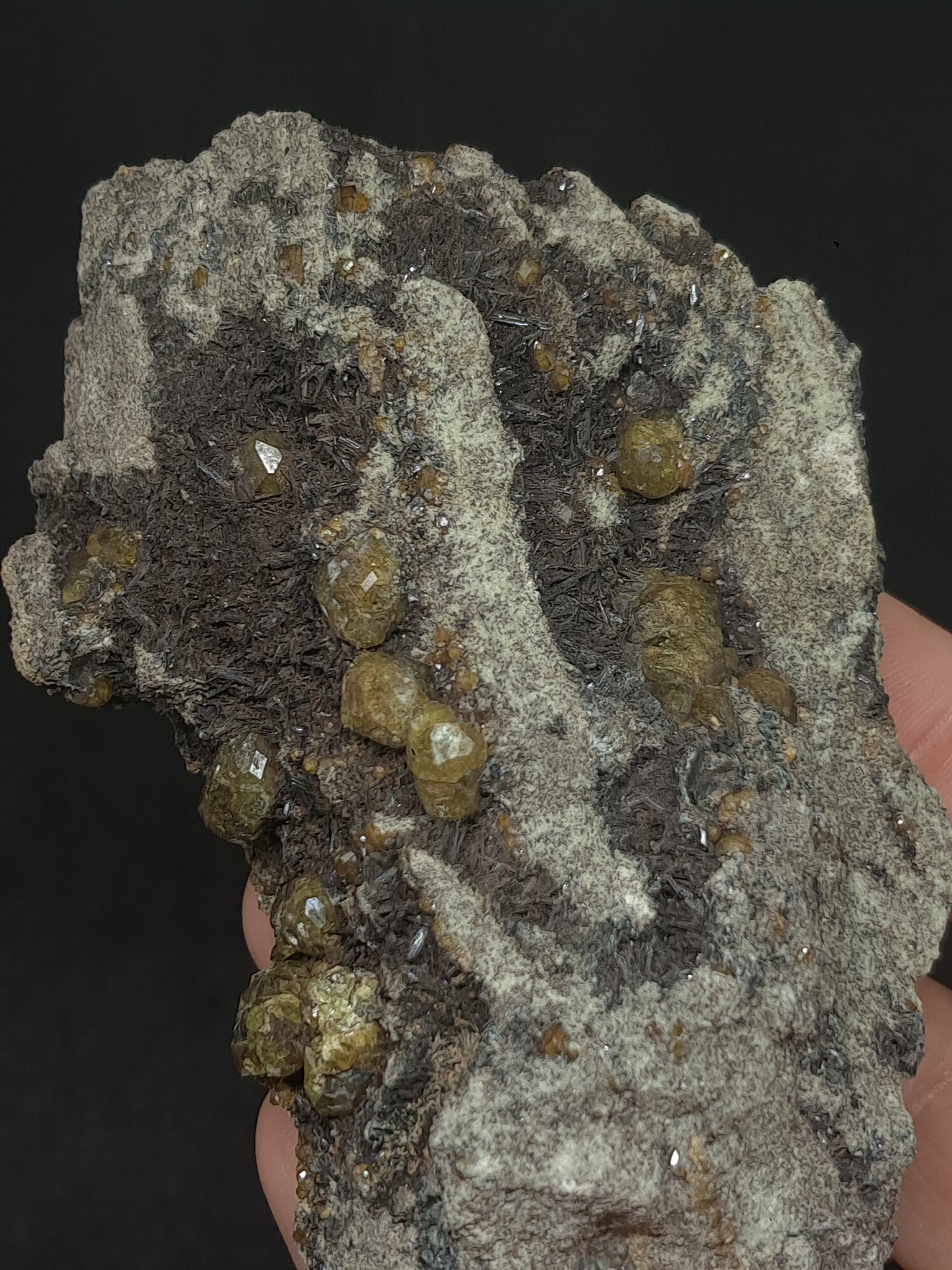 Green Garnet w/ Aegirine (Acmite) on Matrix (Mexico) Andradite Garnet Cluster |Rough Crystal Stone | Mineral Specimen #GR27