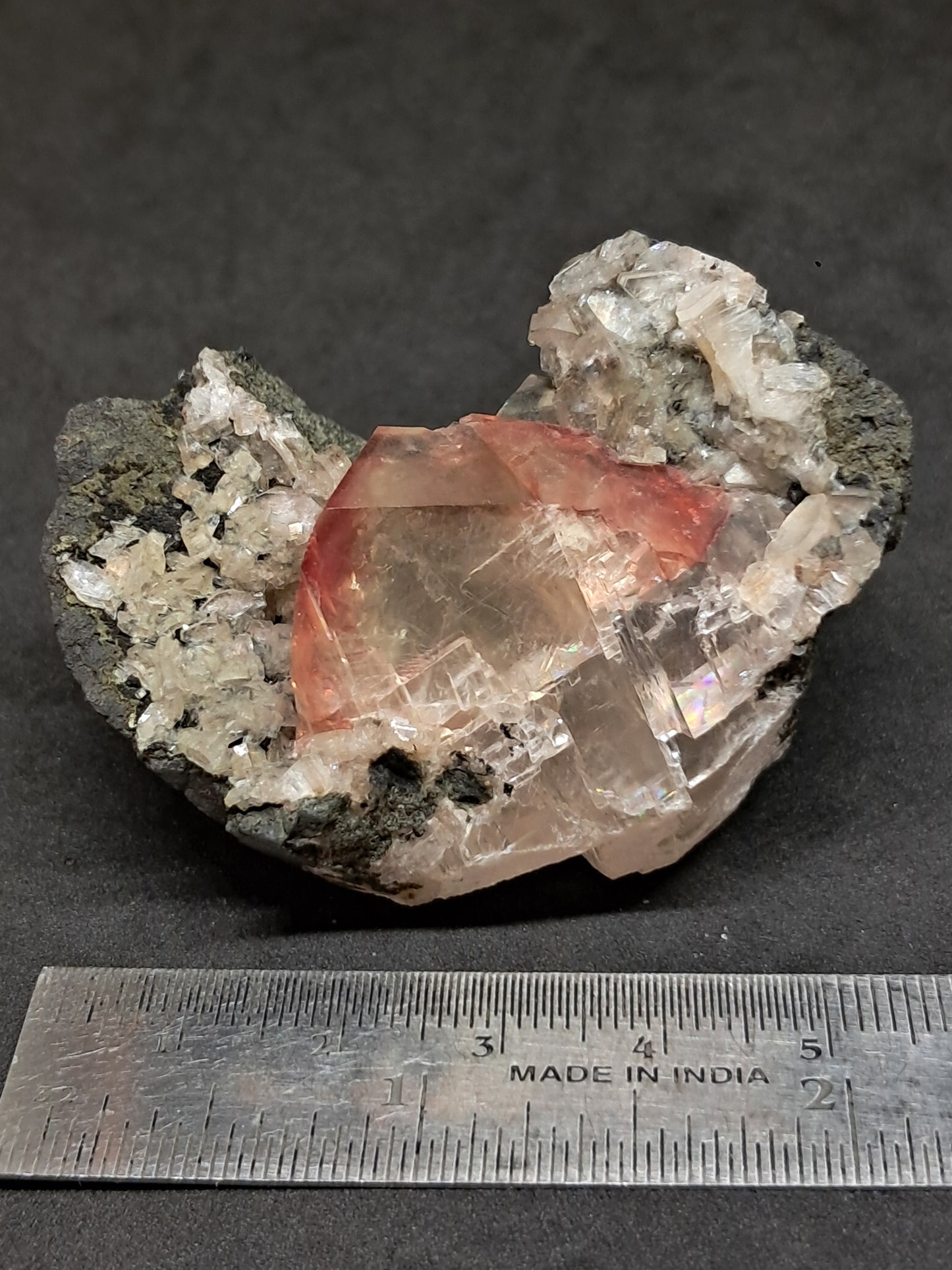 Calcita frambuesa mohosa *Hallazgo raro* (Pithampur) Cristal natural | Piedra en bruto | Muestra mineral #CA32