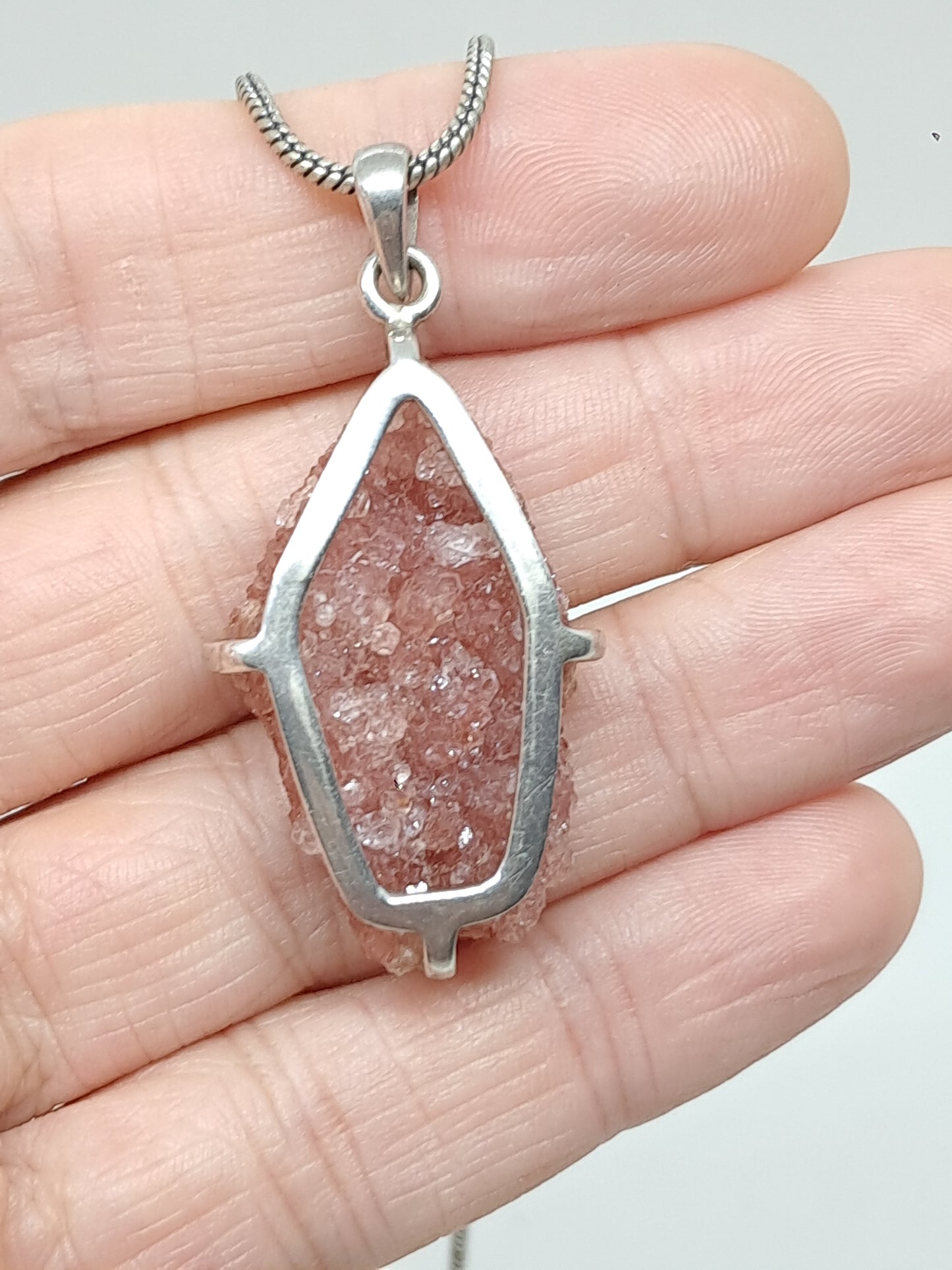 Druzzy *Rare* Pink Apophyllite Silver Pendant | Handcrafted Jewelry #JL42