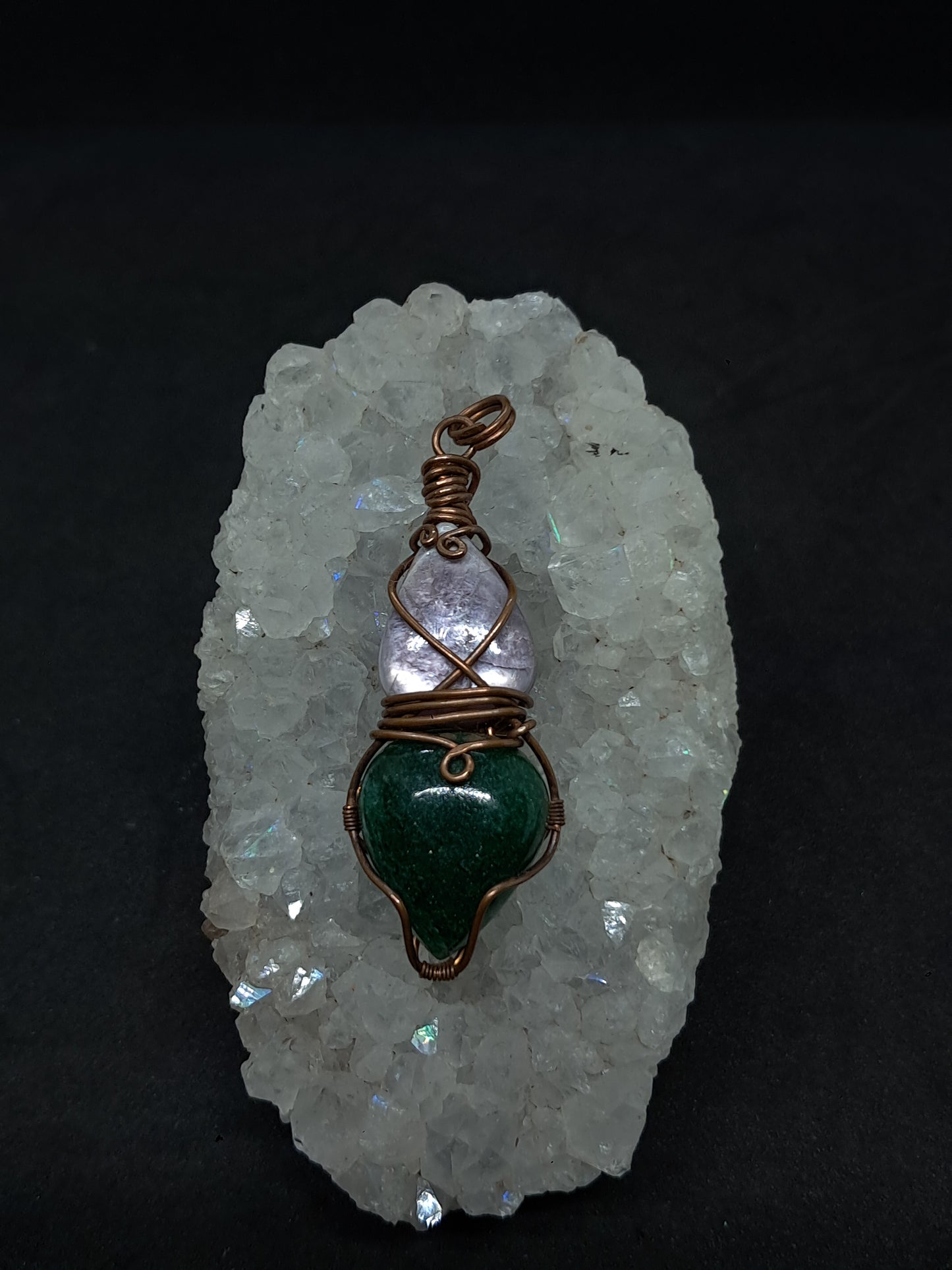 Lepidolite w/ Aventurine Pendant | Handcrafted Jewelry | Unique Necklace #JL48