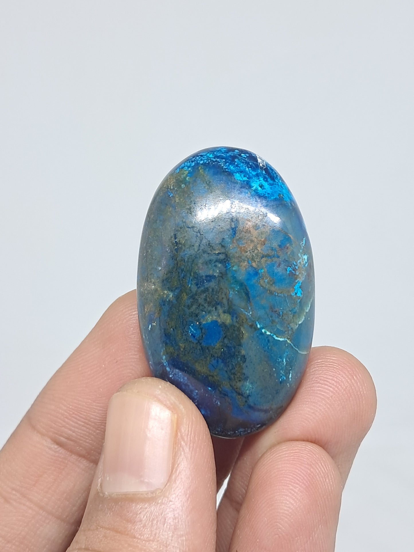 Chrysocolla w/ Azurite and Shattuckite Palmstone | Polished Natural Stone | Good Quality CM9