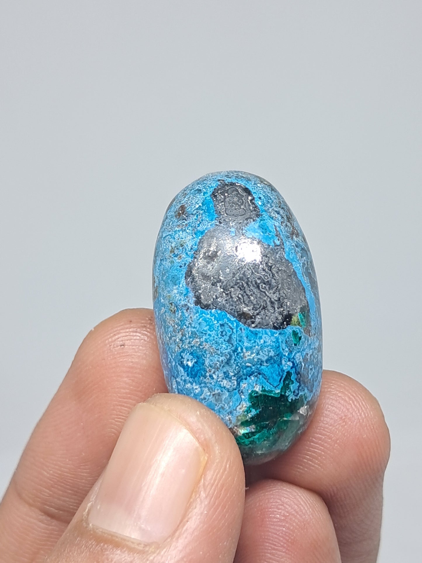 Chrysocolla w/ Malachite Shivalingam | Polished Natural Stone | Good Quality CM10