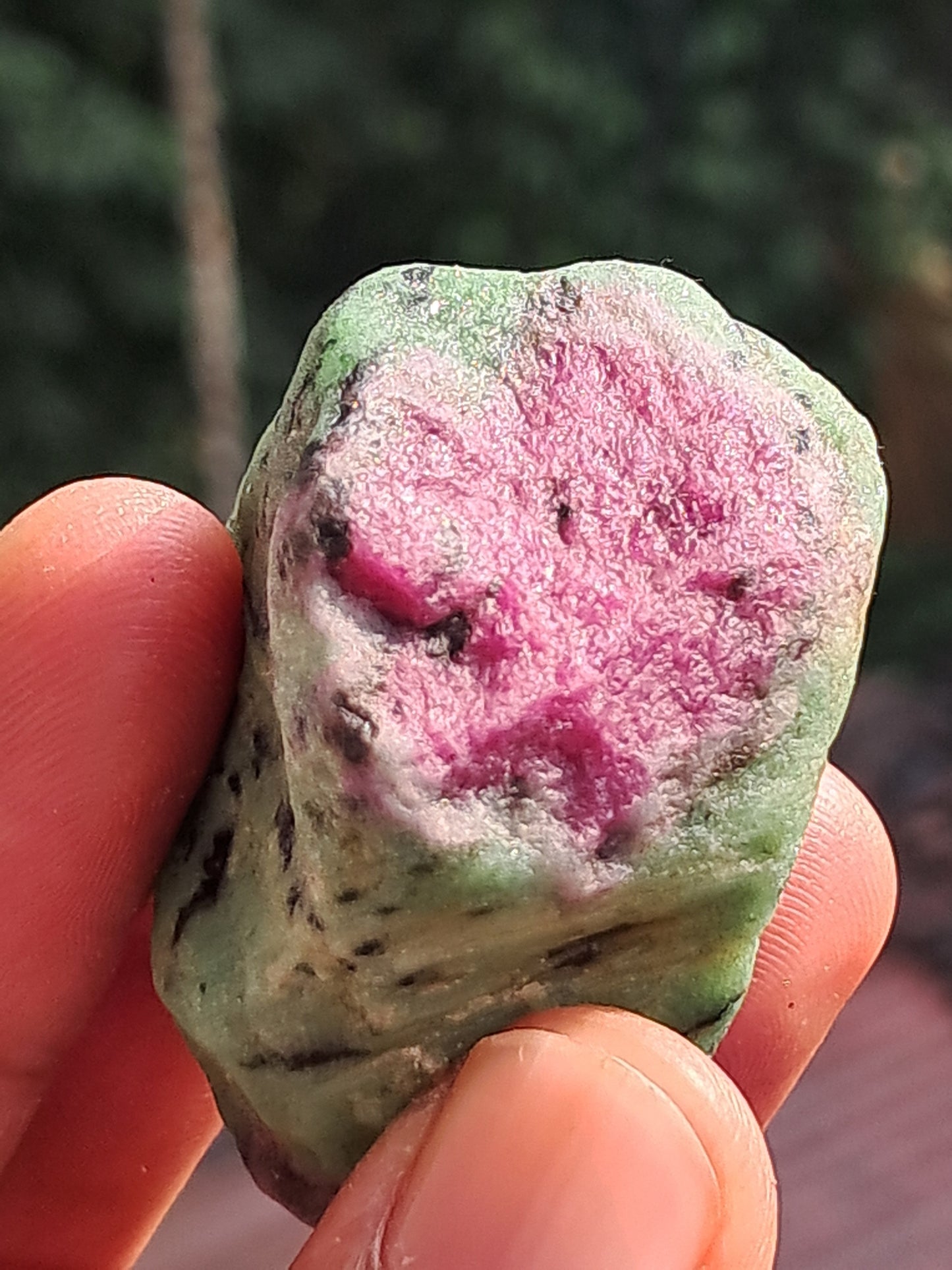 Ruby Zoisite w/ Hornblende (Tanzania) Rough Stone | Natural Specimen #RZ11