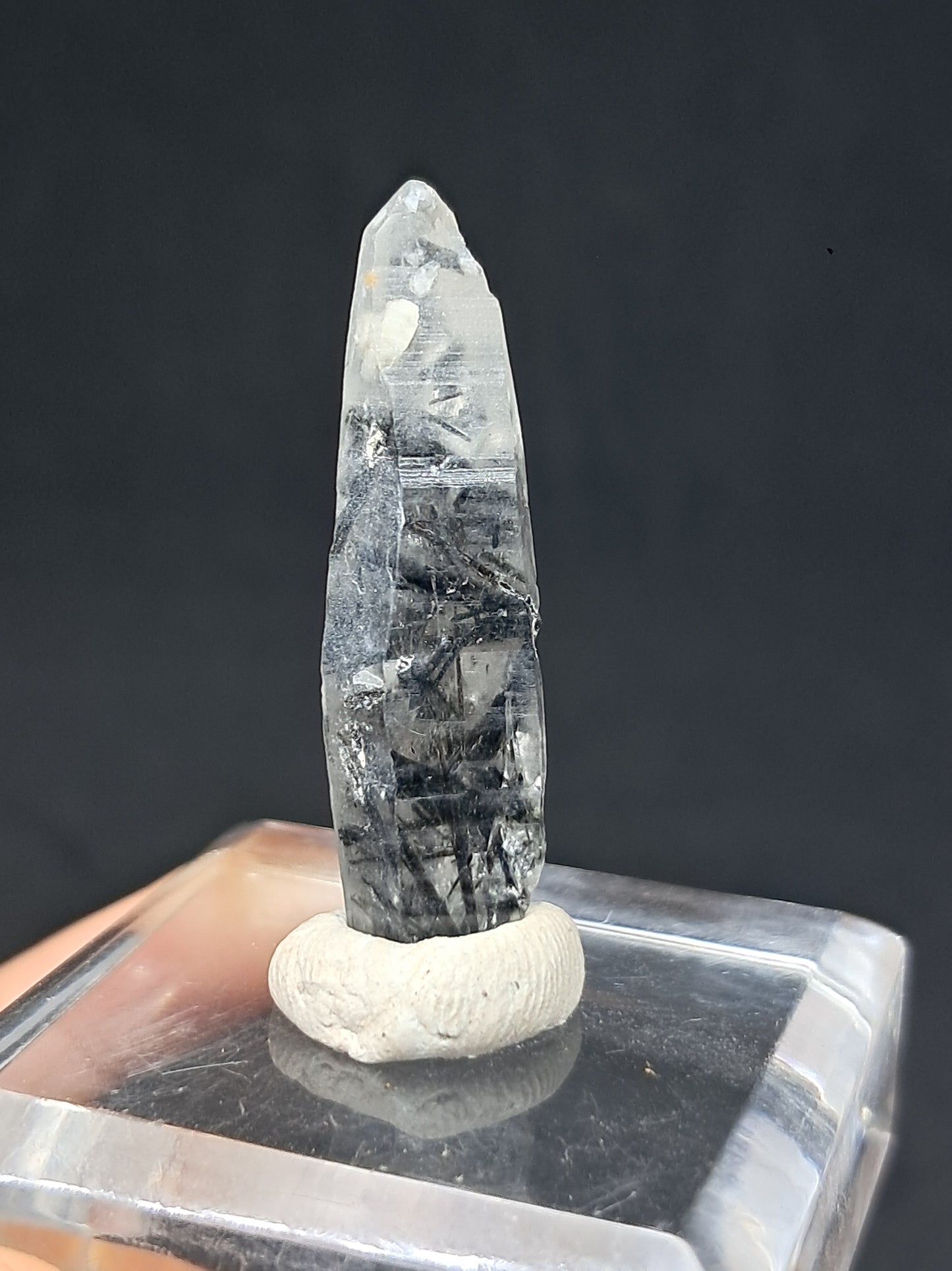 Punta de cuarzo turmalinado (Karur) Cristal natural | Muestra mineral #TQ33
