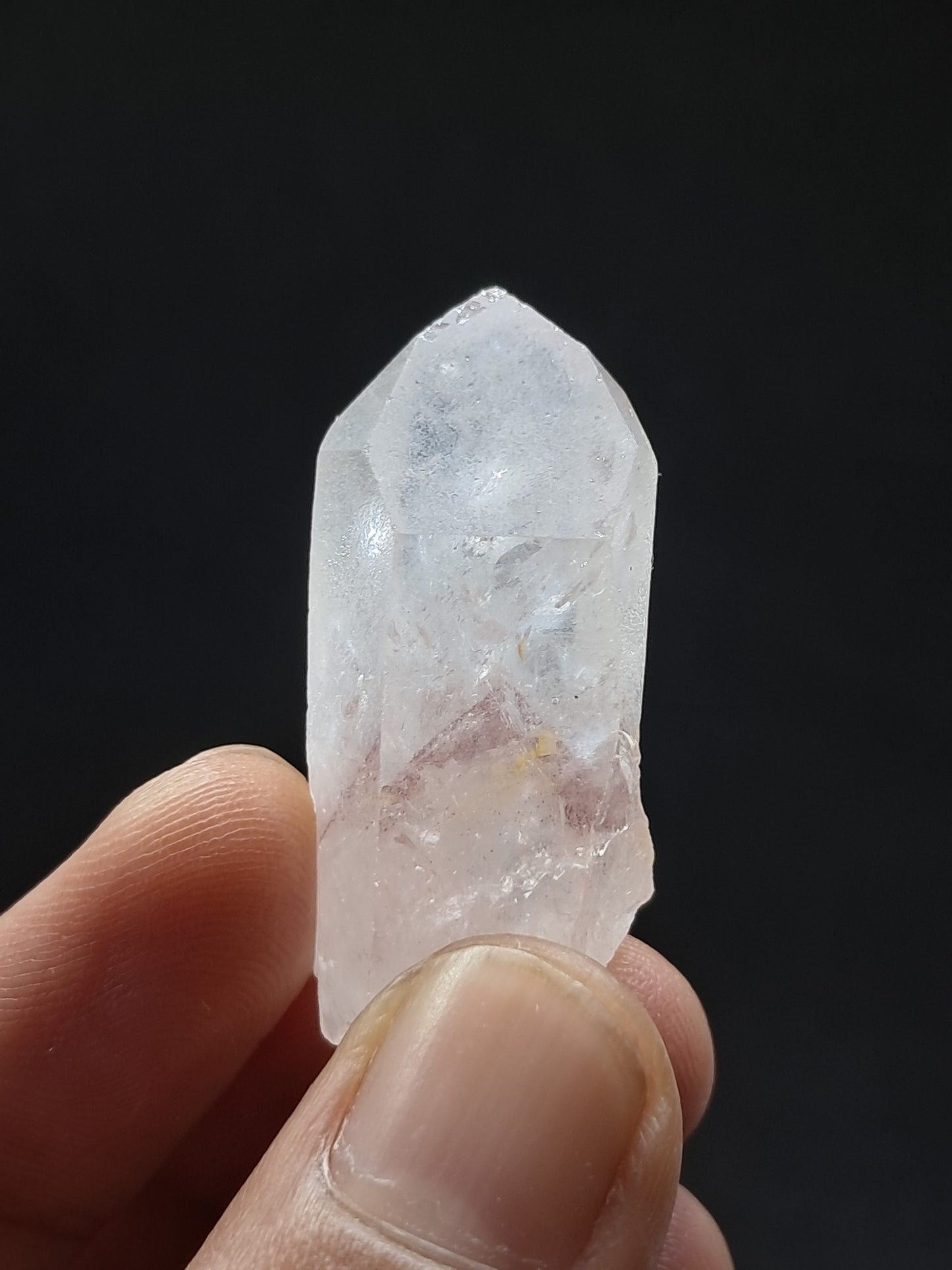 Cuarzo fantasma hematita (Telangana) Punta de cristal natural | Ejemplar mineral n.° HPQ26