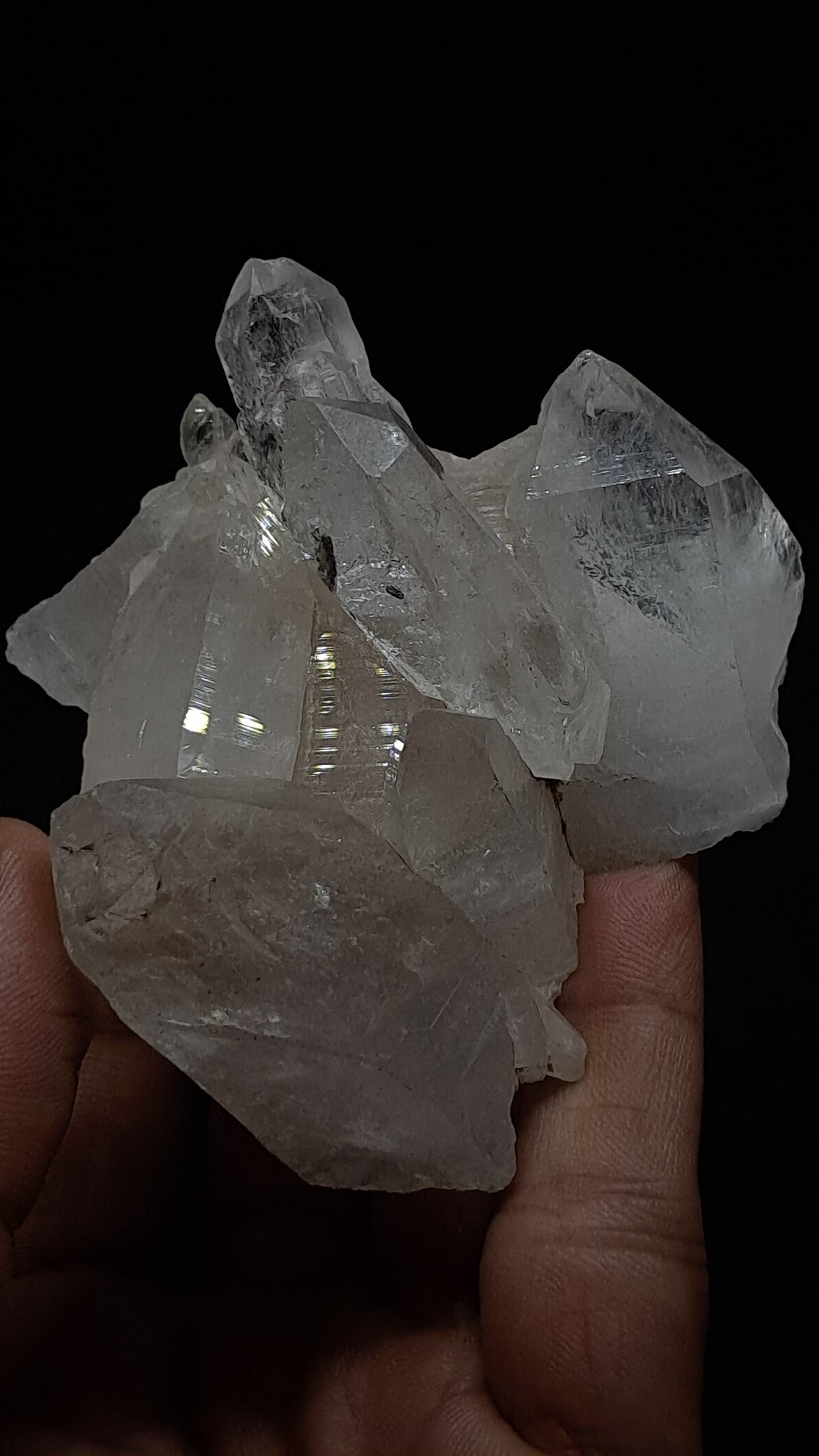 Himalayan Clear Quartz (Kullu) Natural Cluster | Black Rutile Inclusions | Double Termination #CH91