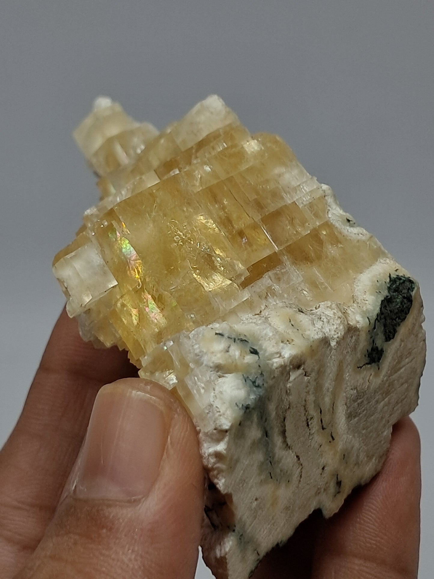 Honey Calcite w/ Okenite (India) Rough Crystal | Natural Stone | Mineral Specimen #CA16