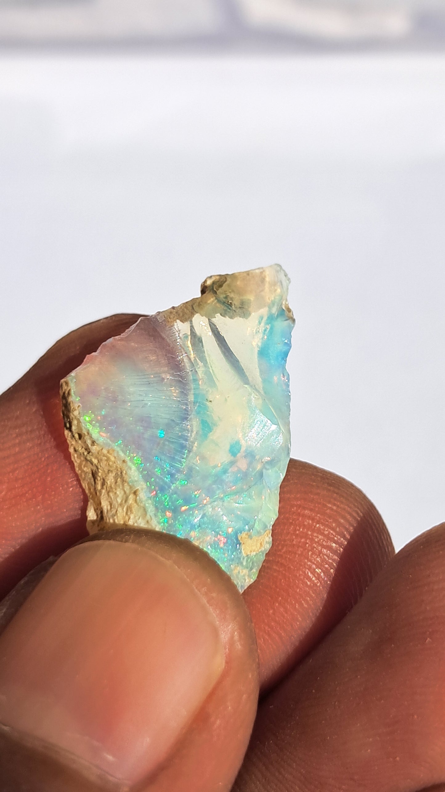 Natural Ethiopian Opal Rough | White Hydrophane Opal with Bright Play of Color #OP4