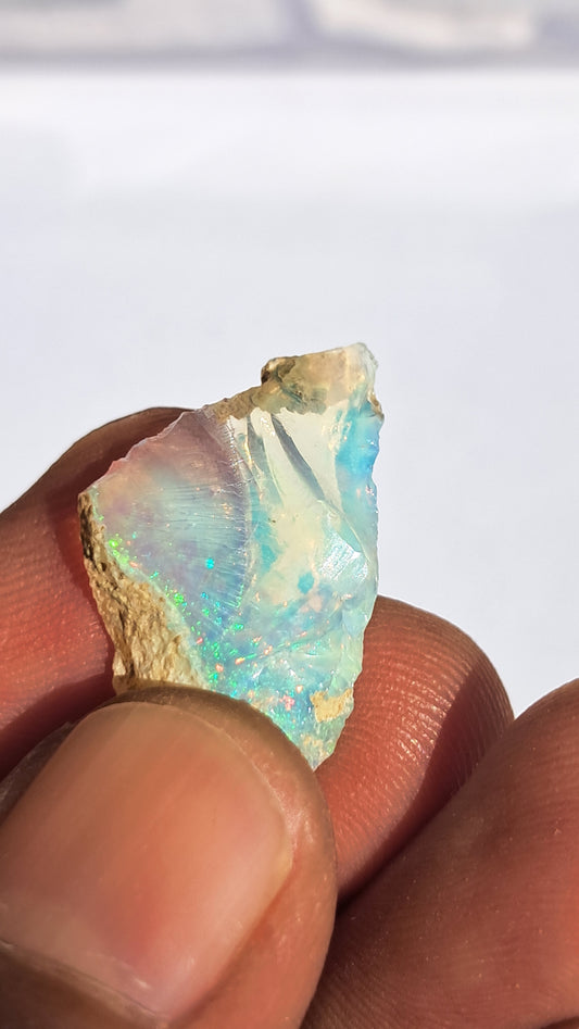 Natural Ethiopian Opal Rough | White Hydrophane Opal with Bright Play of Color #OP4