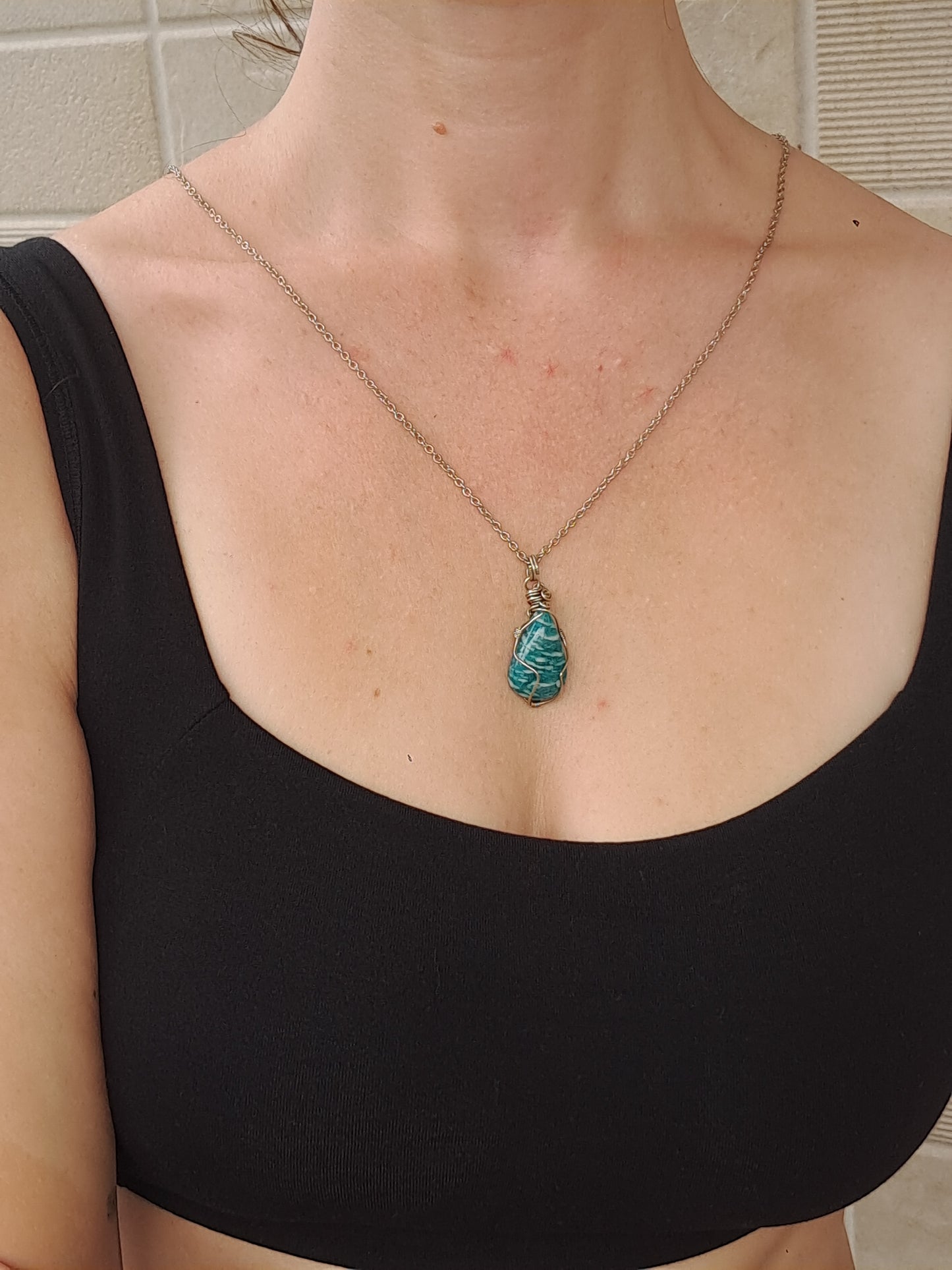 Amazonite Pendant | Handcrafted Jewelry | Unique Necklace #JL56