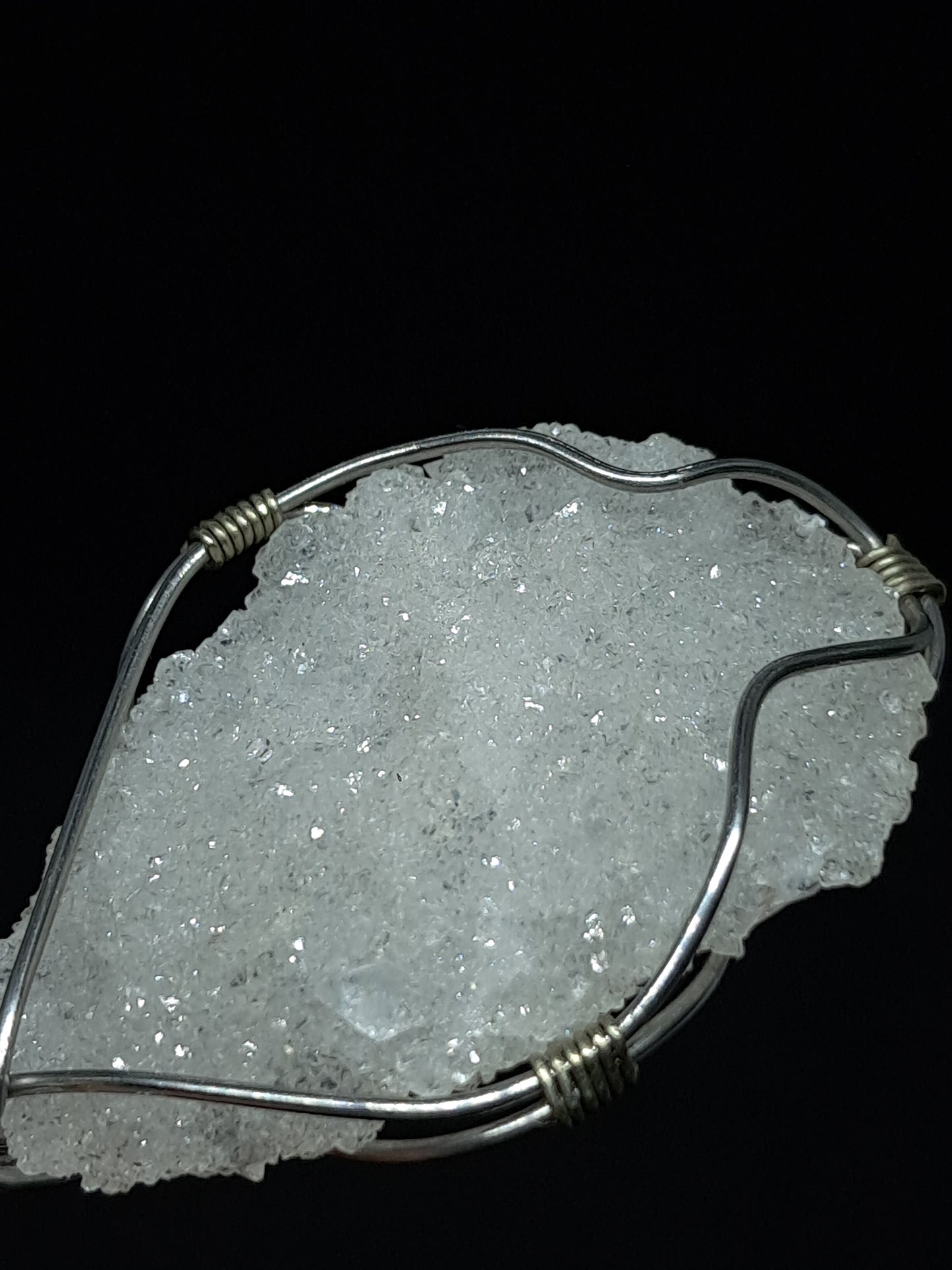 Druzzy Clear Apophyllite Pendant | Handcrafted Jewelry | Unique Necklace #JL45