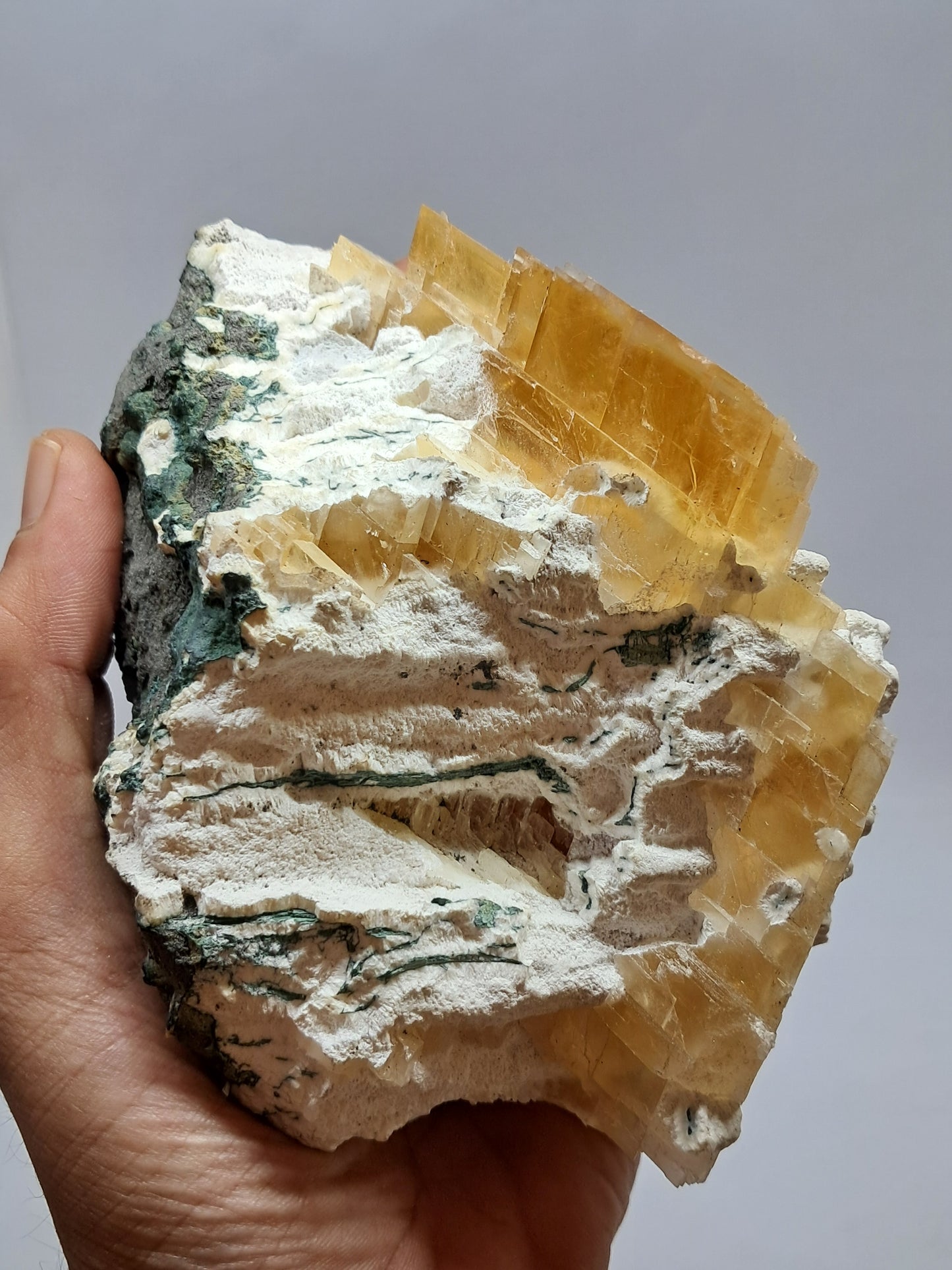 Honey Calcite w/ Okenite (India) Rough Crystal | Natural Stone | Mineral Specimen #CA19