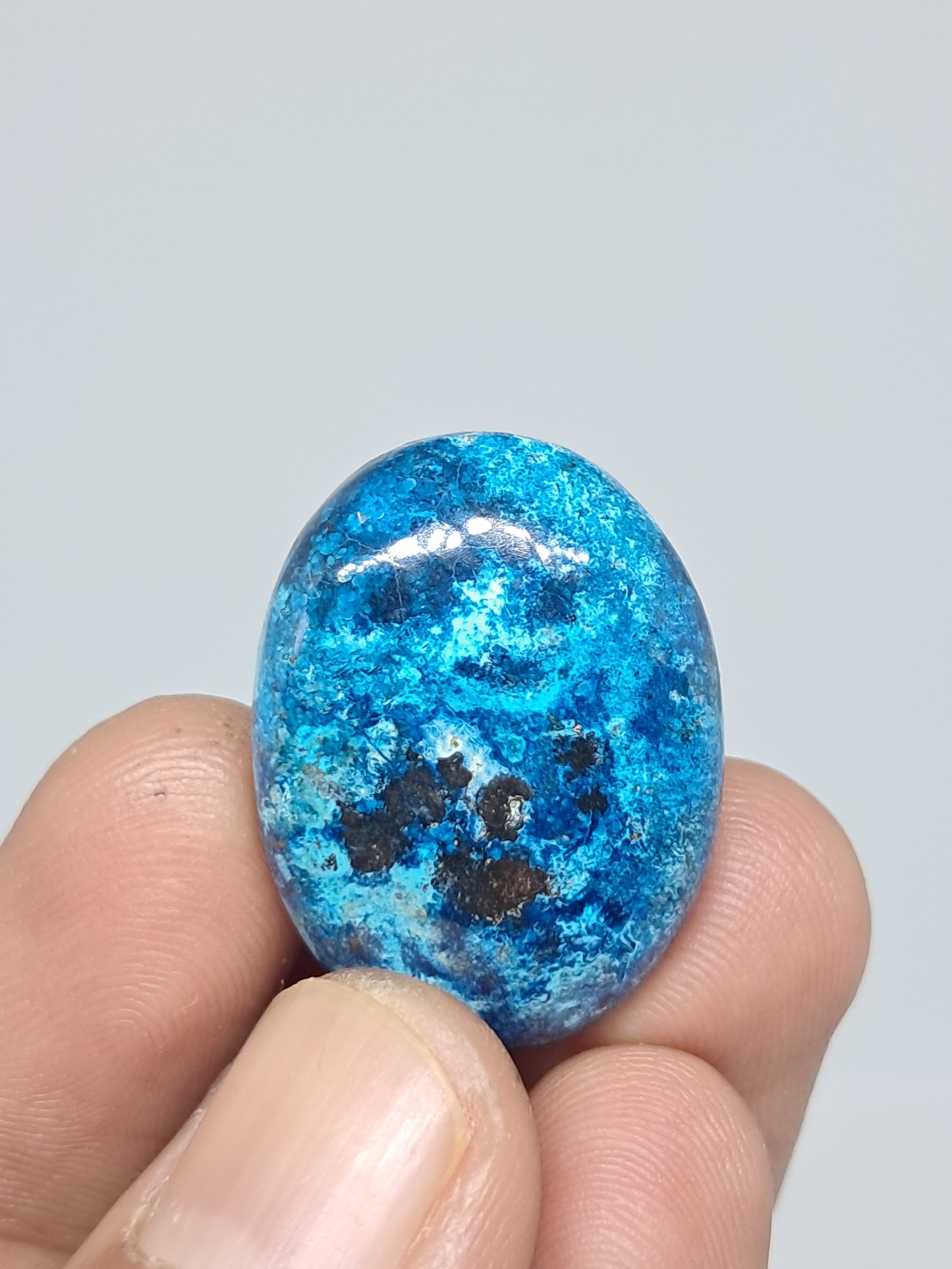 Chrysocolla w/ Azurite and Shattuckite Palmstone | Polished Natural Stone CM12