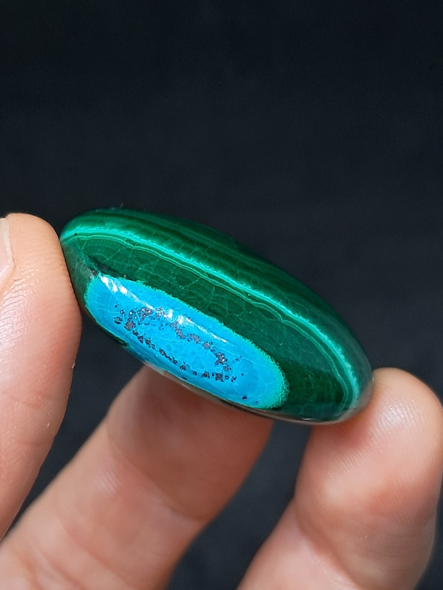 Chrysocolla w/ Malachite Palmstone | Good Quality Natural Stone