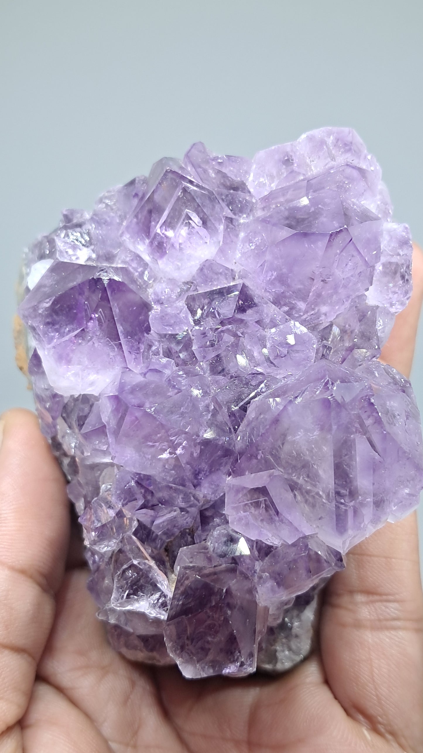 Amatista Morada Profunda Sobre Ágata Bandeada (Brasil) | Drusa Natural | Puntas de Cristal Grandes #AMB1