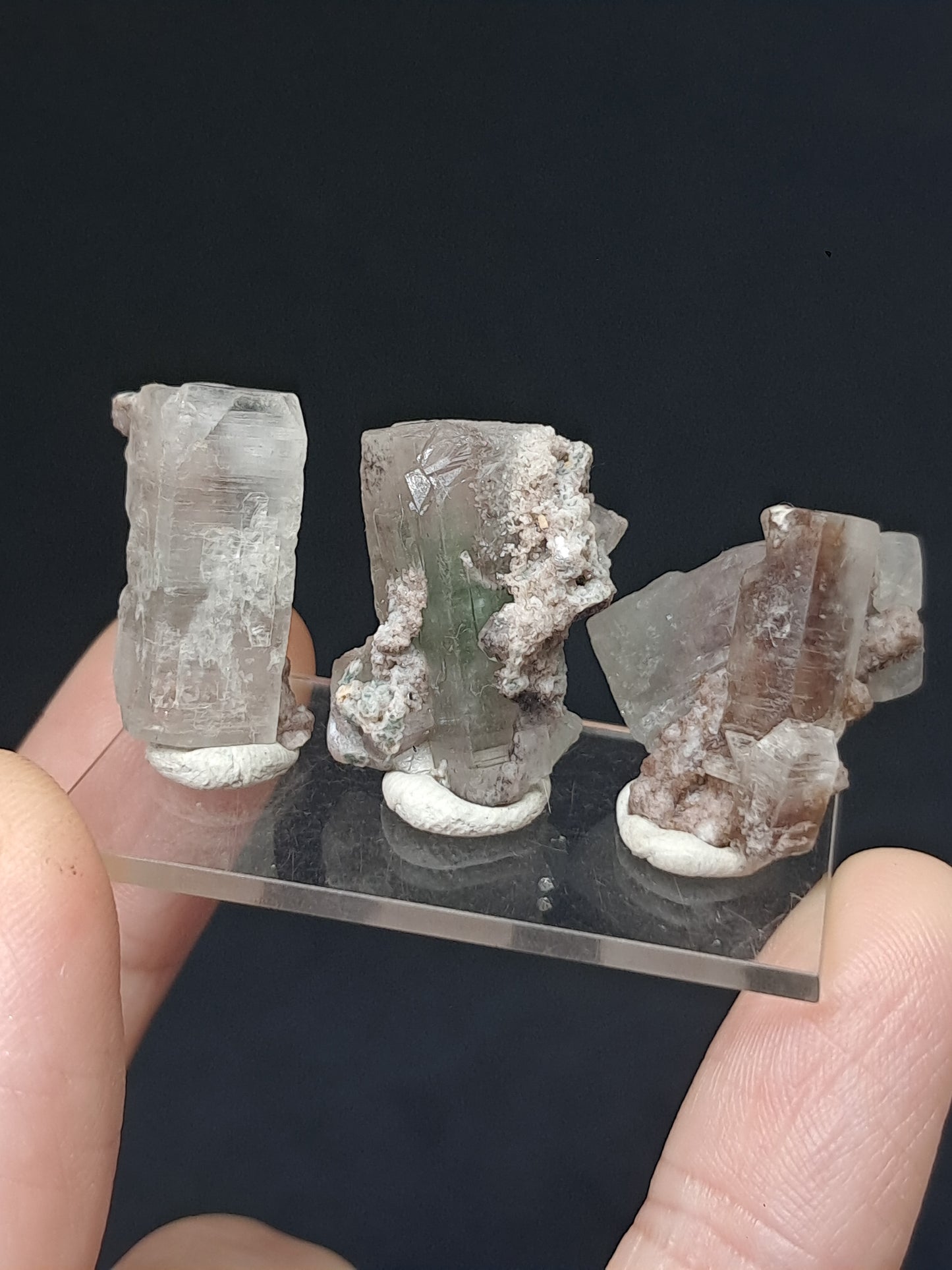 Set of 3 Small Green Apophyllites (Fluorapophyllites) (Ajanta) Rough Natural Crystals | Mineral Specimens #GA53