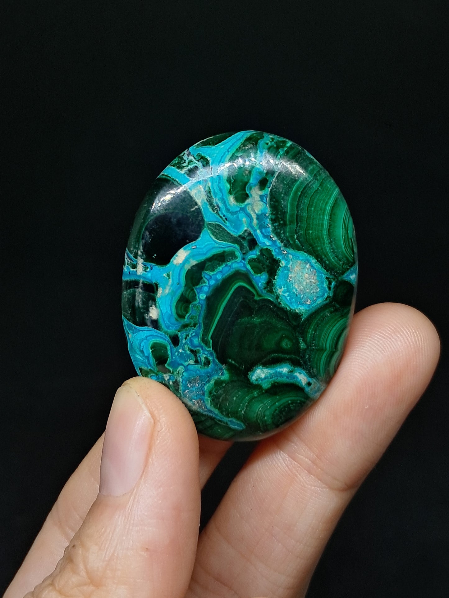 Chrysocolla w/ Malachite Palmstone | Good Quality Natural Stone