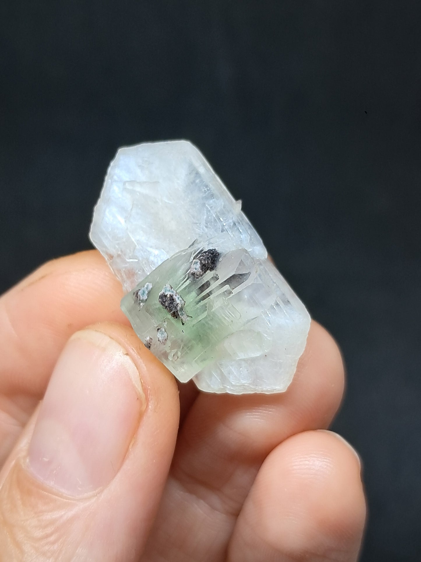 Green Apophyllite w/ Stilbite (Fluorapophyllite) (Ajanta) Natural Crystal | Mineral Specimen #GA43