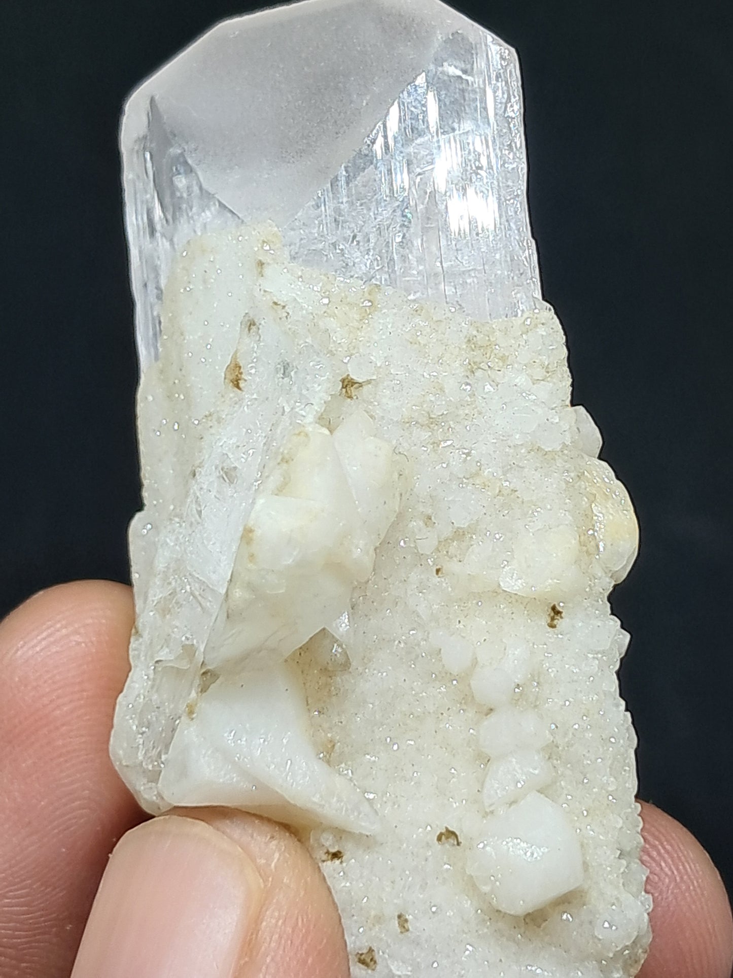 Danburite Natural Crystal (Mexico) w/ UV-reactive Calcite #DNB2