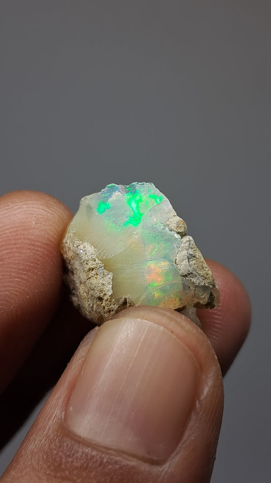 Natural Ethiopian Opal Rough | White Hydrophane Opal with Flashy Play of Colors #OP21