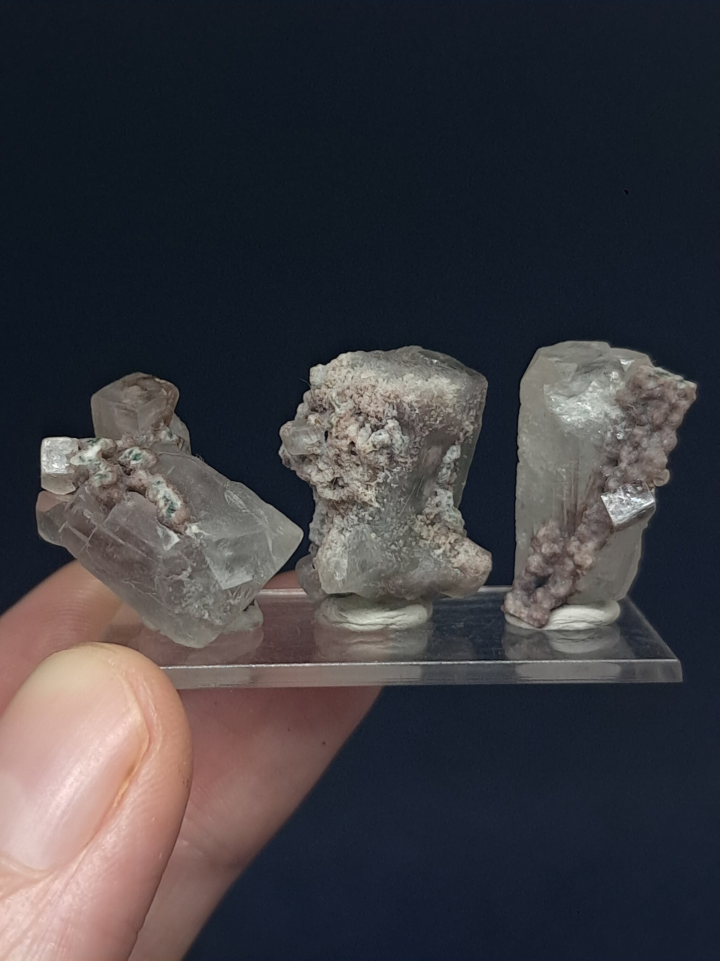 Set of 3 Small Green Apophyllites (Fluorapophyllites) (Ajanta) Rough Natural Crystals | Mineral Specimens #GA53
