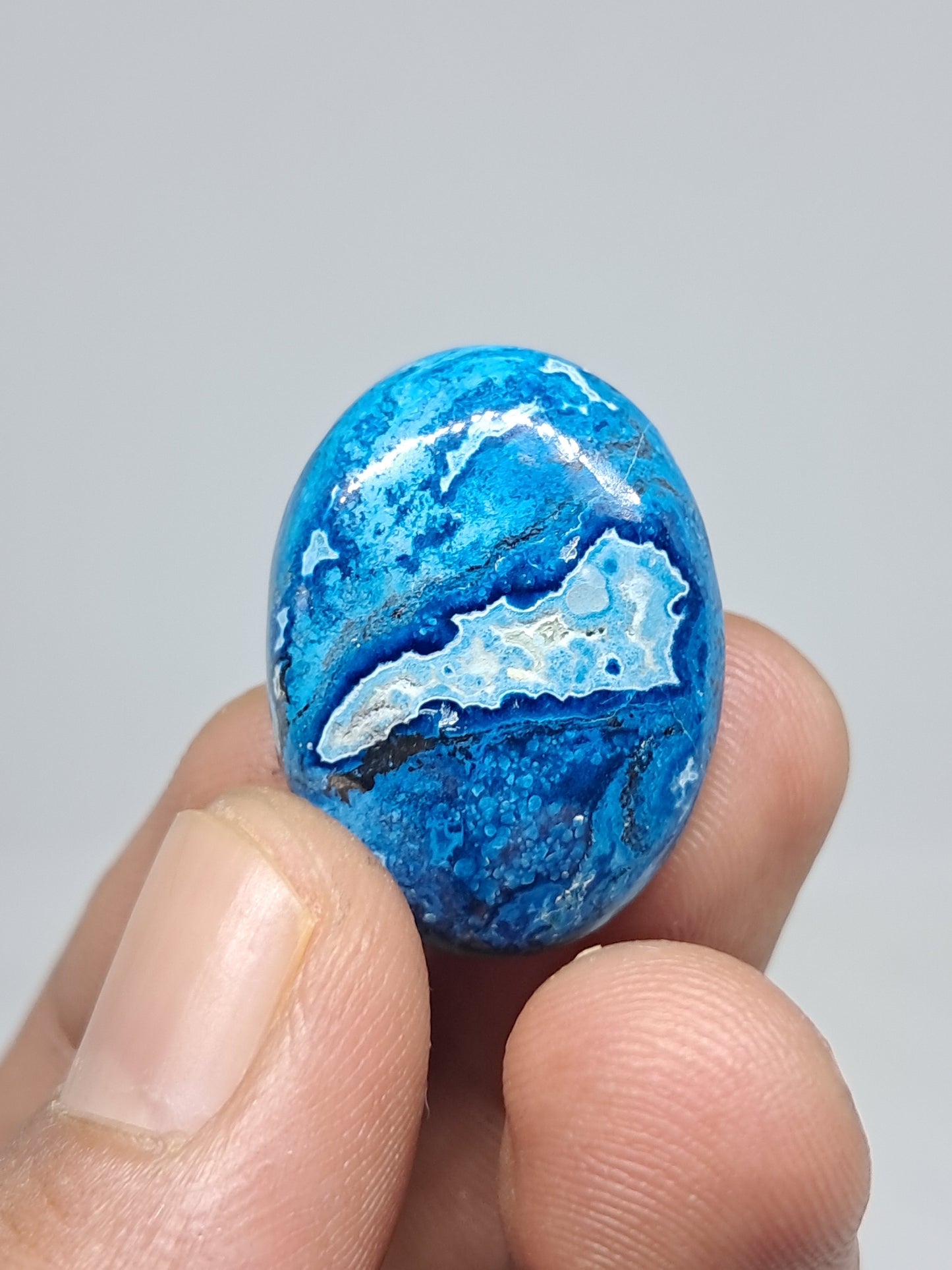 Chrysocolla w/ Azurite and Shattuckite Palmstone | Polished Natural Stone #CM13