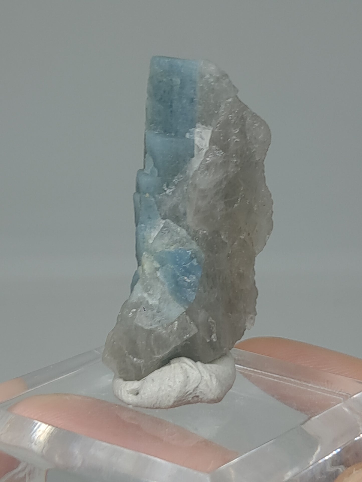 Aquamarine on Smokey Quartz (Karur) Rough Natural Crystal | Mineral Specimen #AQM47