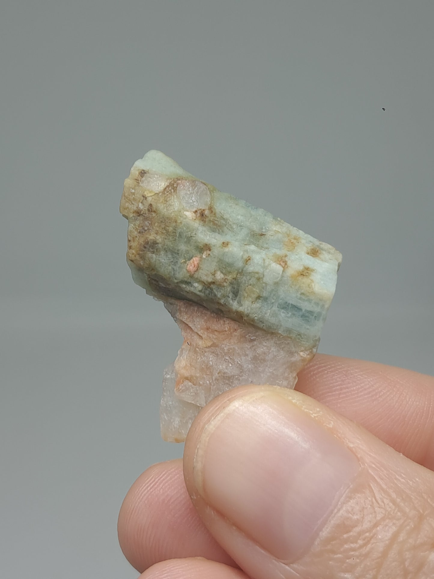 Aquamarine w/ Smokey Quartz (Karur) Rough Natural Crystal | Mineral Specimen #AQM51