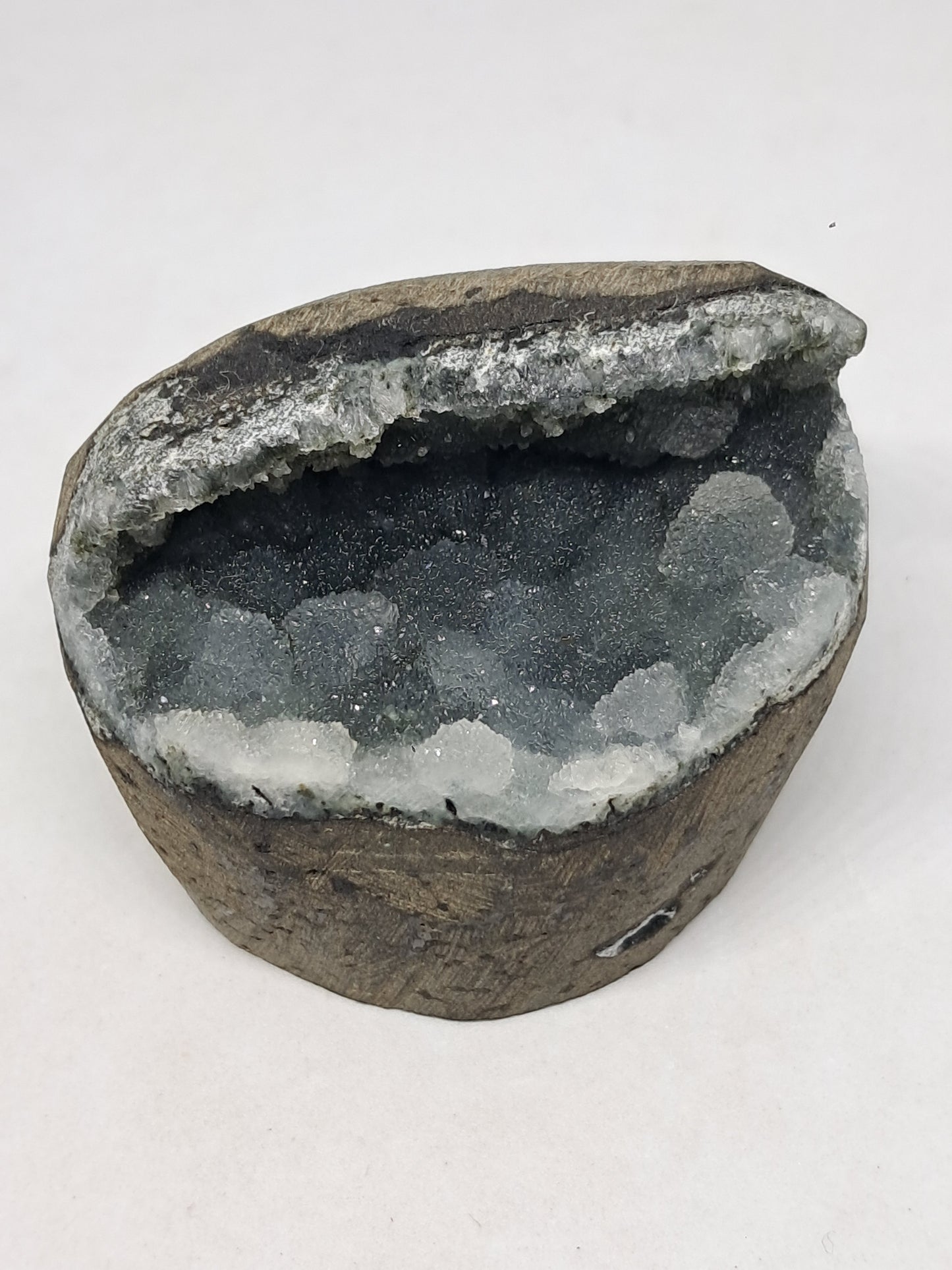 Botryoidal Black Chalcedony in Basalt Geode #BC9
