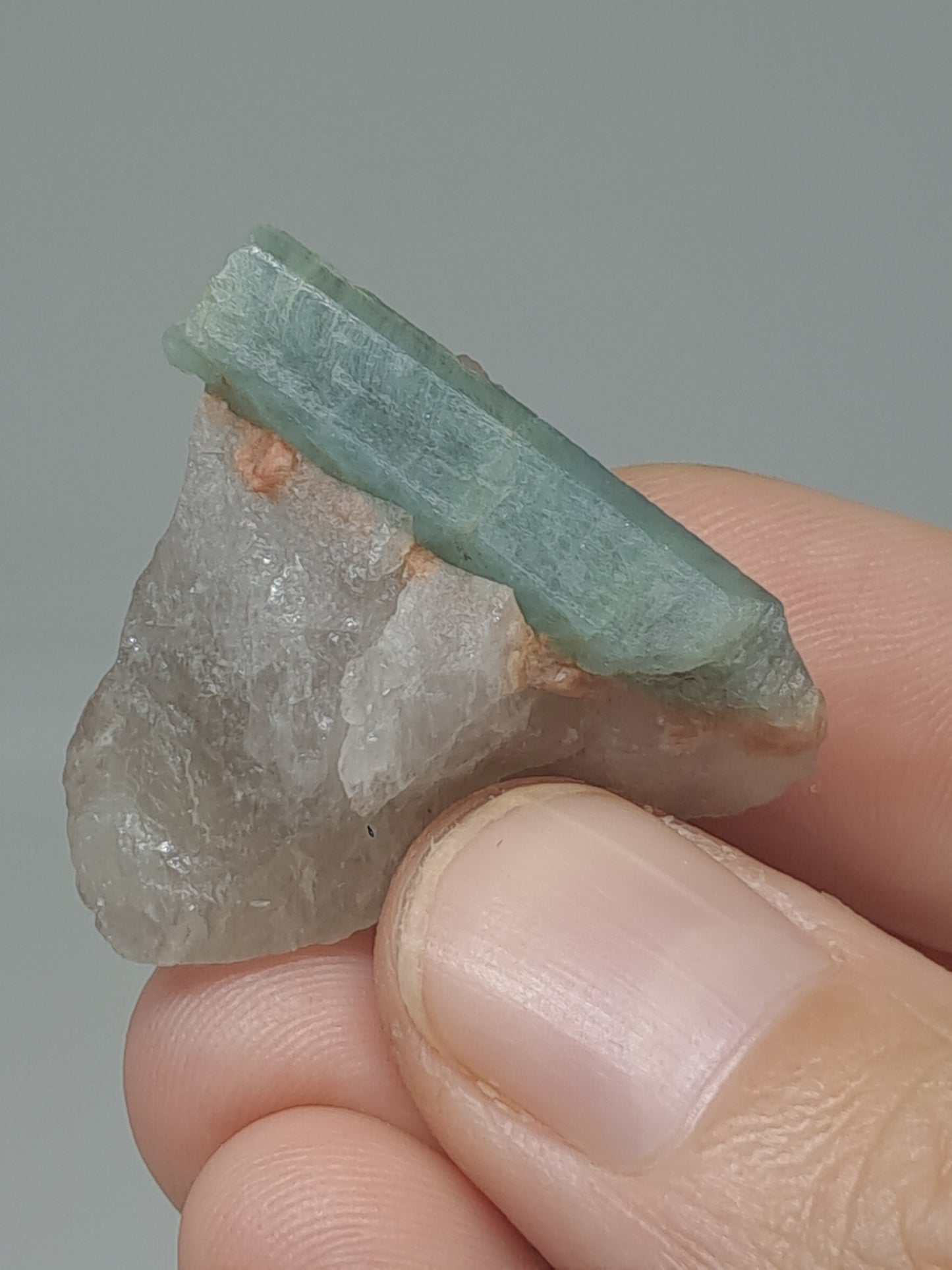 Aquamarine on Smokey Quartz (Karur) Rough Natural Crystal | Mineral Specimen #AQM50