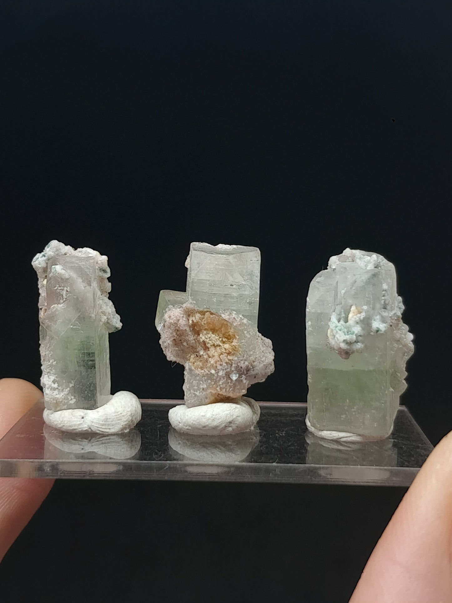Set of 3 Small Green Apophyllites (Fluorapophyllites) (Ajanta) Rough Natural Crystals | Mineral Specimens #GA51