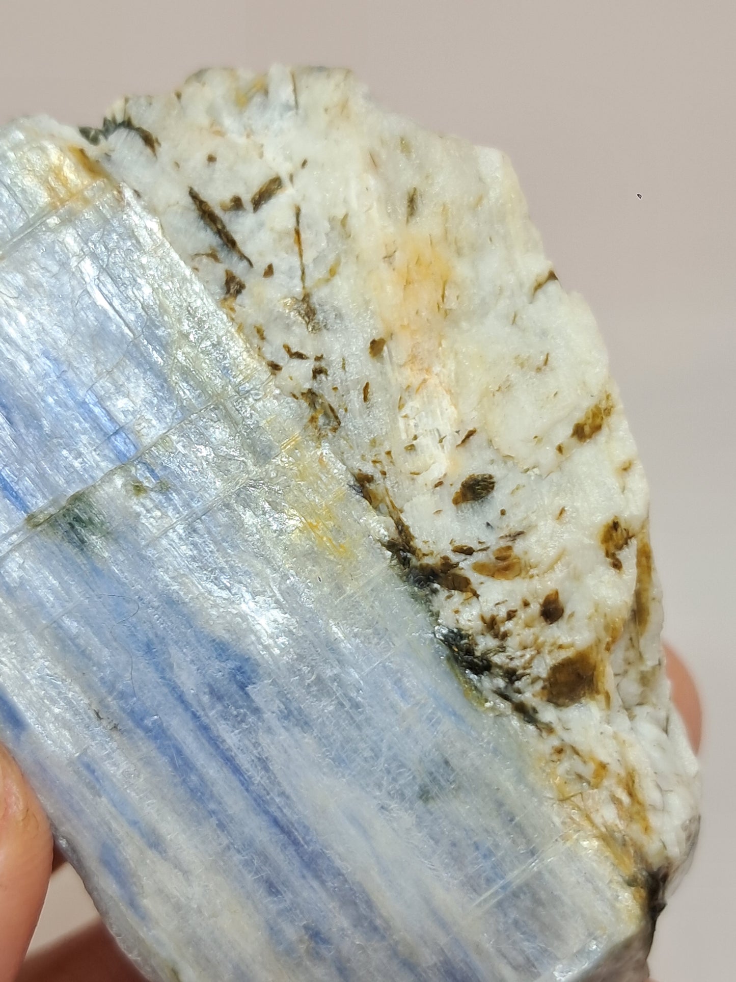 Blue Kyanite on Feldspar (Tamil Nadu) Natural Mineral Specimen #KY3