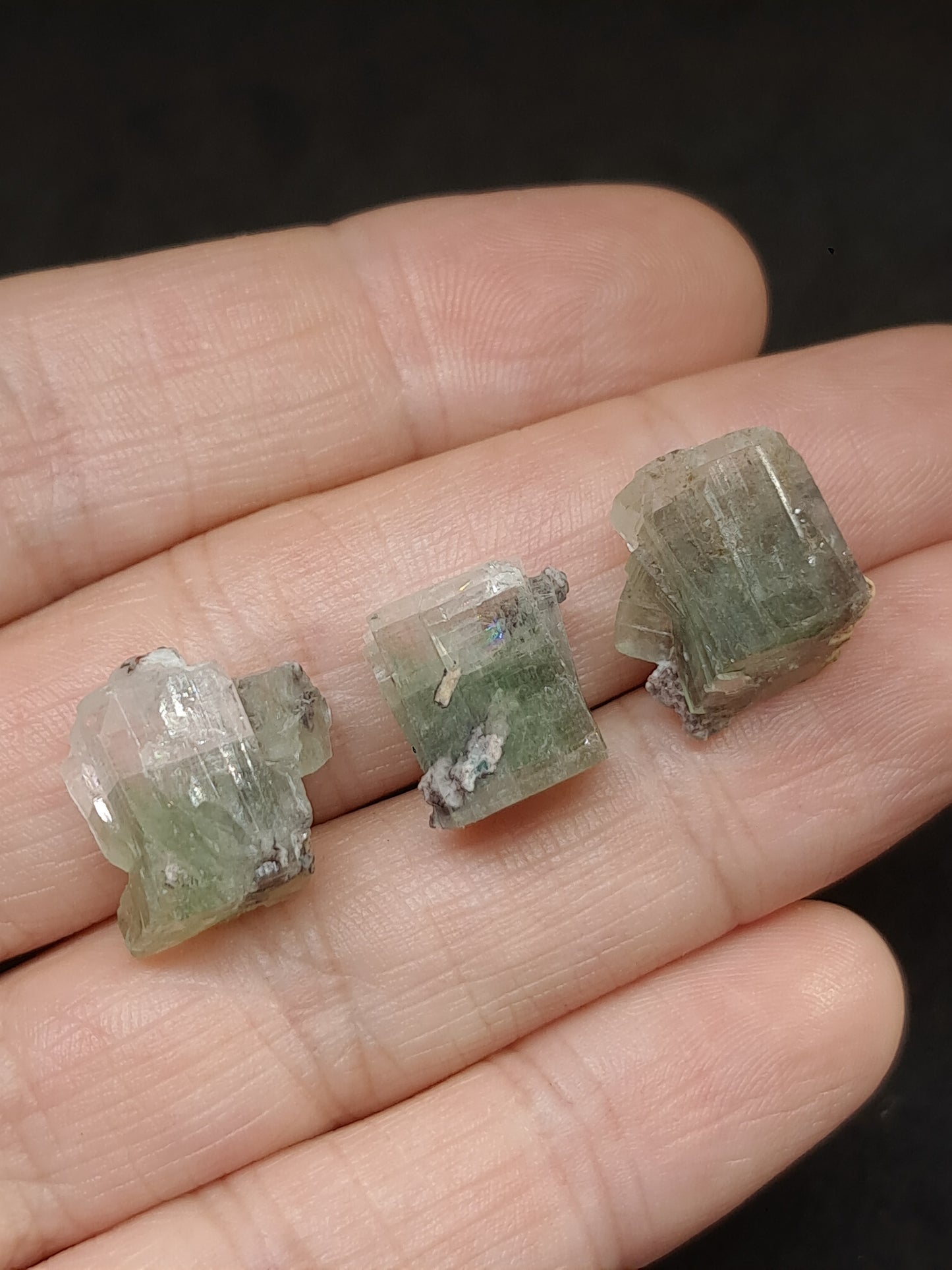 Set of 3 Small Green Apophyllites (Fluorapophyllites) (Ajanta) Rough Natural Crystals | Mineral Specimens #GA50