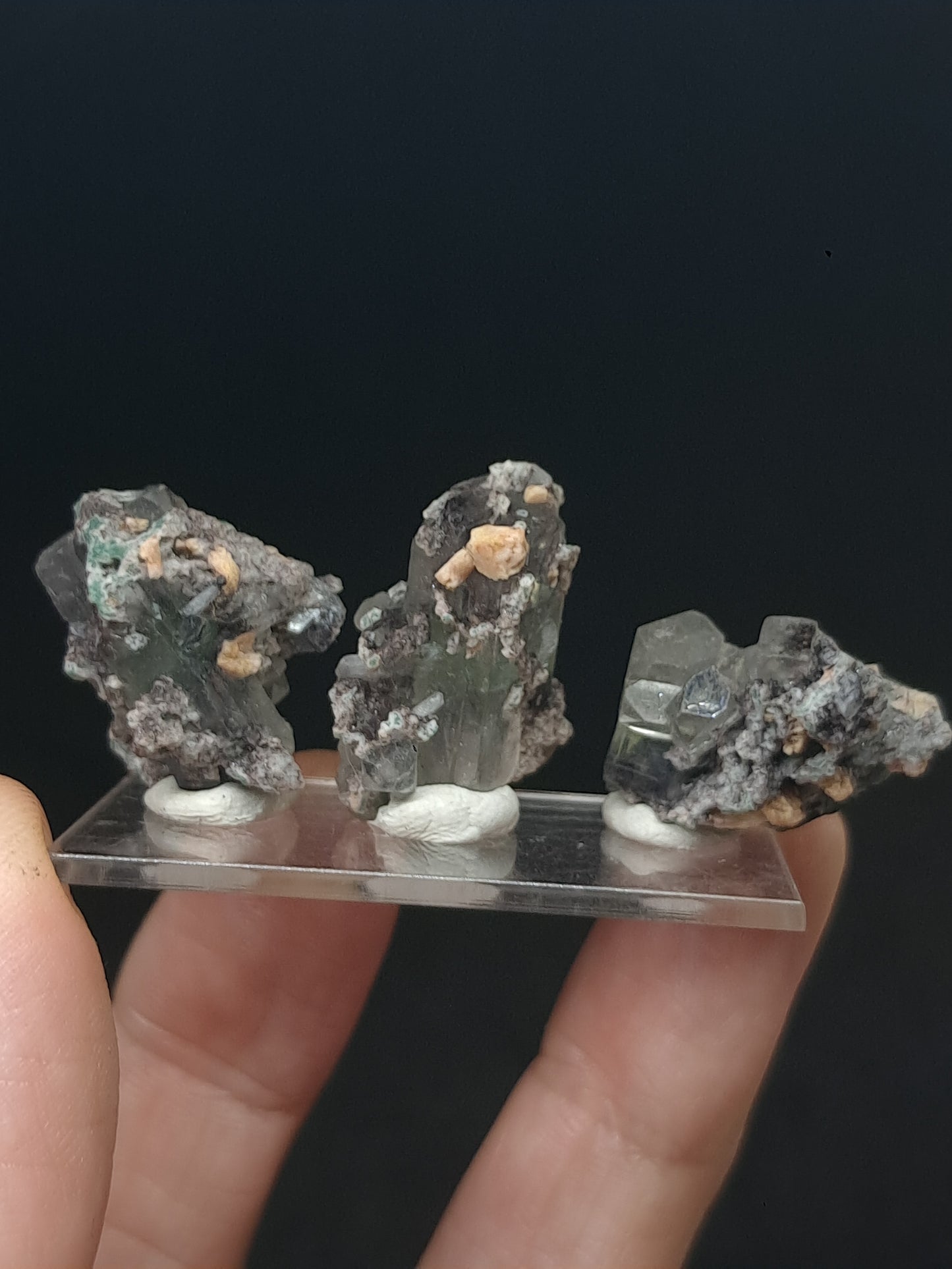 Set of 3 Small Green Apophyllites (Fluorapophyllites) (Ajanta) Rough Natural Crystals | Mineral Specimens #GA52